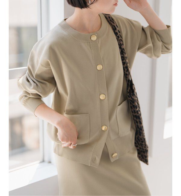 Spick and Span「《WEB限定 / 追加》ウォッシャブルクルーネックカーディガン」|カーディガン|ベージュ