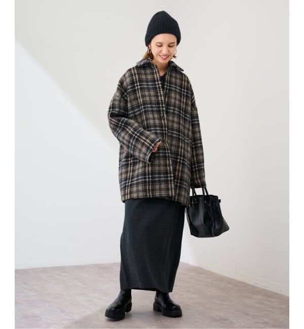 FRAMeWORK「PRIMAチェックコート」|ステンカラーコート|