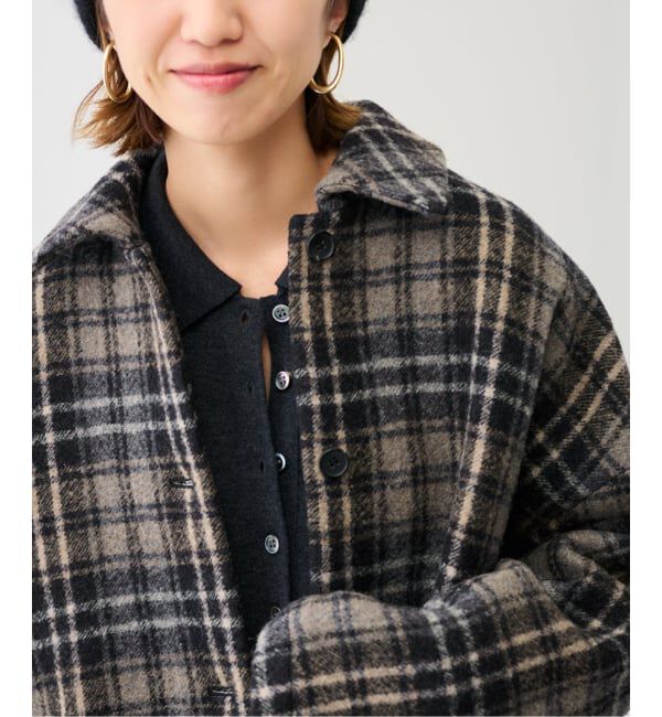 FRAMeWORK「PRIMAチェックコート」|ステンカラーコート|