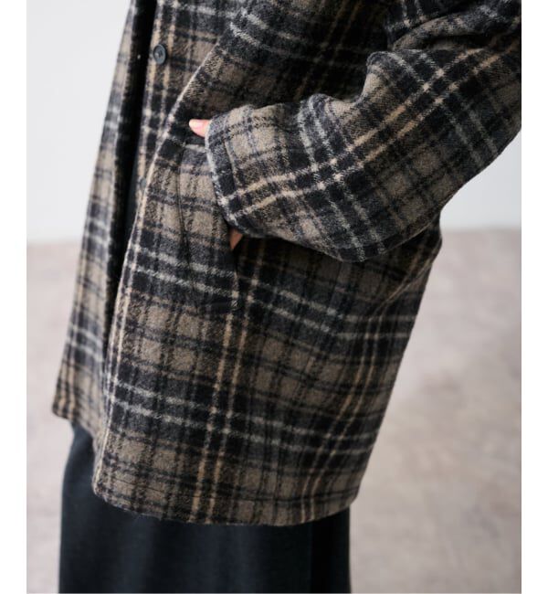 FRAMeWORK「PRIMAチェックコート」|ステンカラーコート|