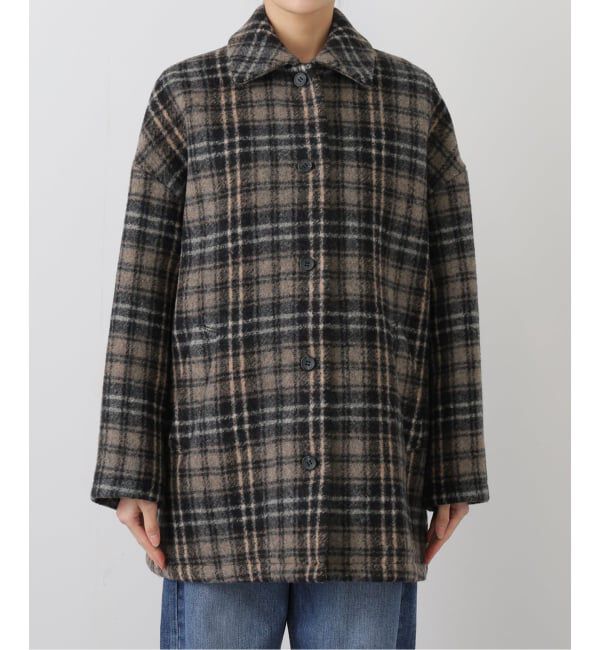 FRAMeWORK「PRIMAチェックコート」|ステンカラーコート|