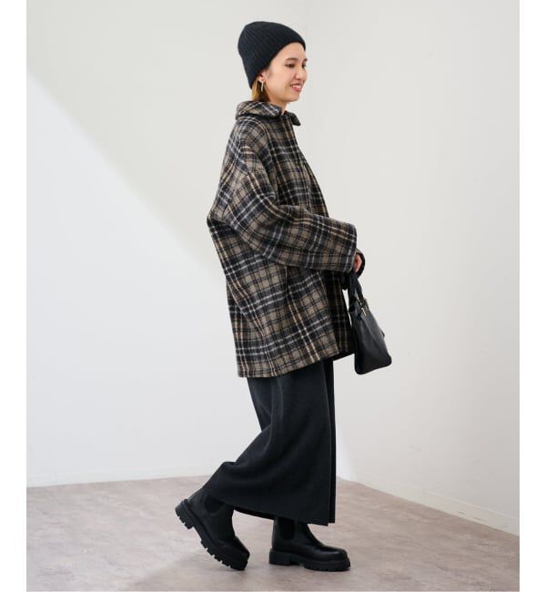 FRAMeWORK「PRIMAチェックコート」|ステンカラーコート|