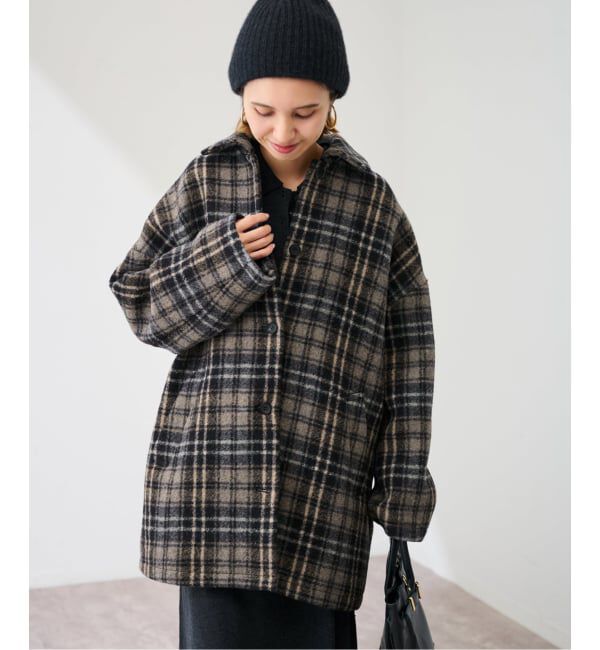 FRAMeWORK「PRIMAチェックコート」|ステンカラーコート|