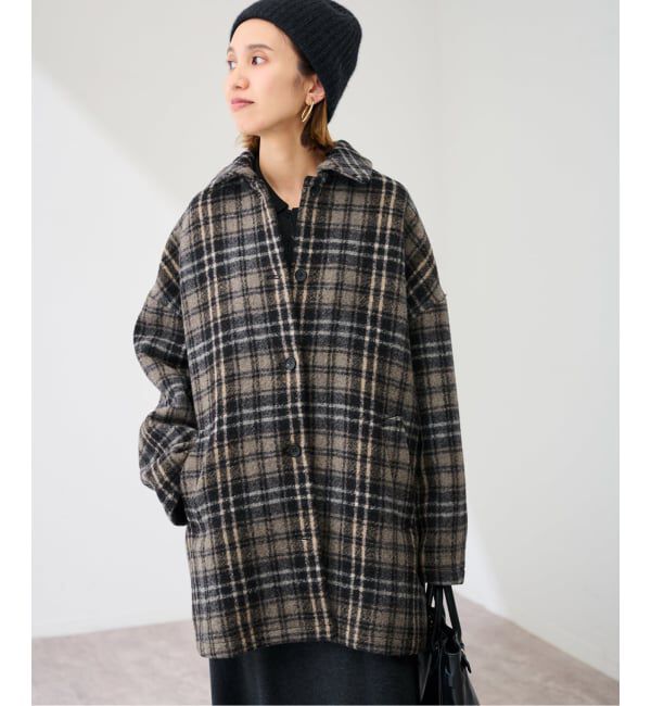 FRAMeWORK「PRIMAチェックコート」|ステンカラーコート|