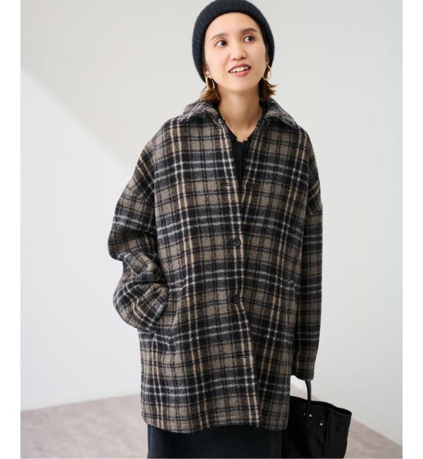 FRAMeWORK「PRIMAチェックコート」|ステンカラーコート|