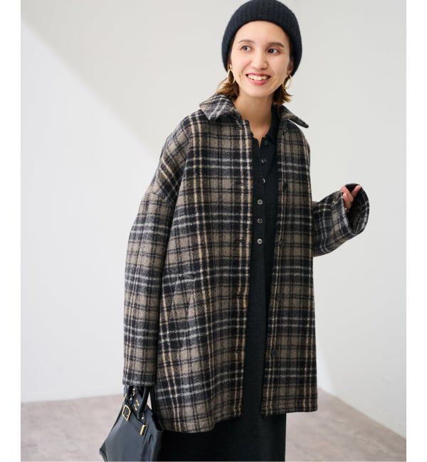 FRAMeWORK「PRIMAチェックコート」|ステンカラーコート|