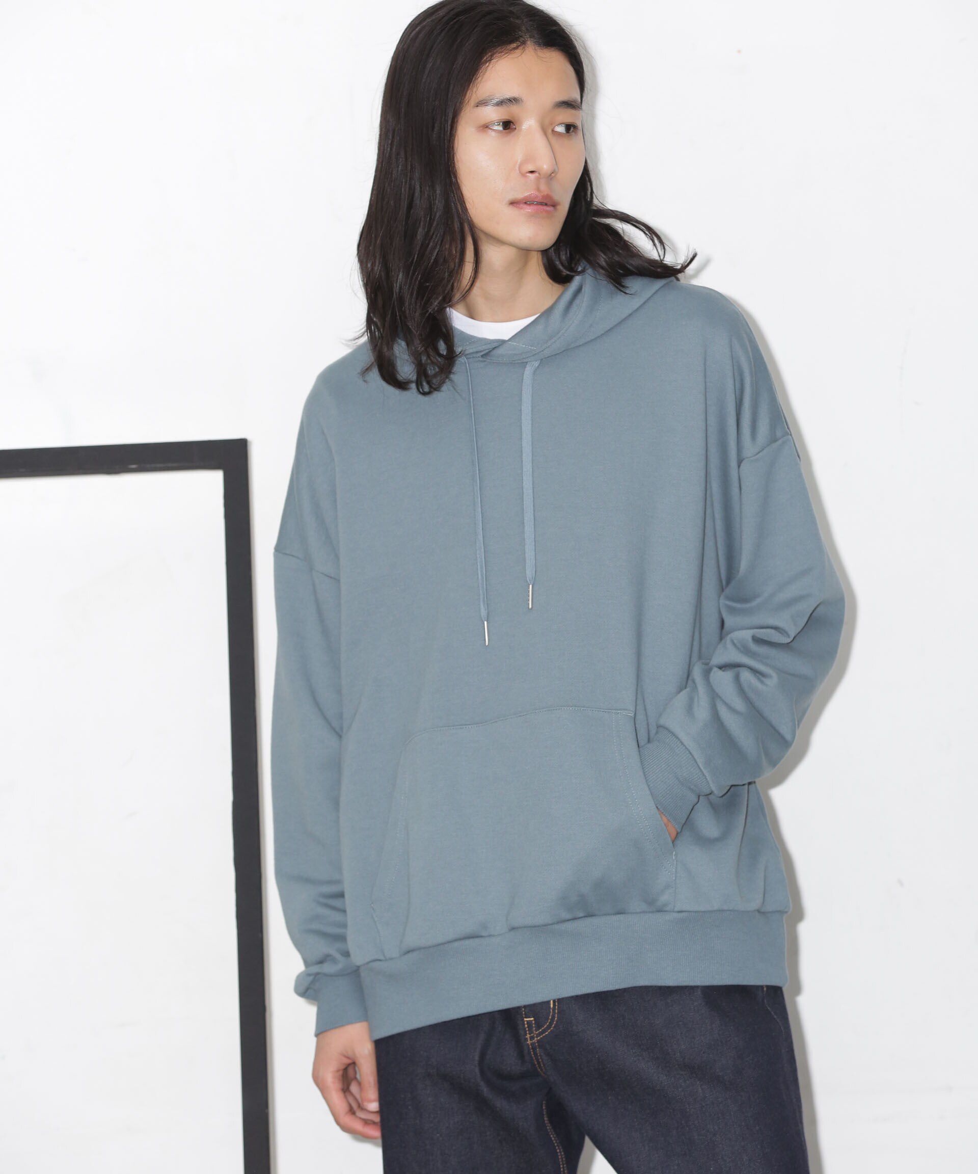 nano･universe「ビックシルエットフーディー」|パーカー|ブルーグレー5