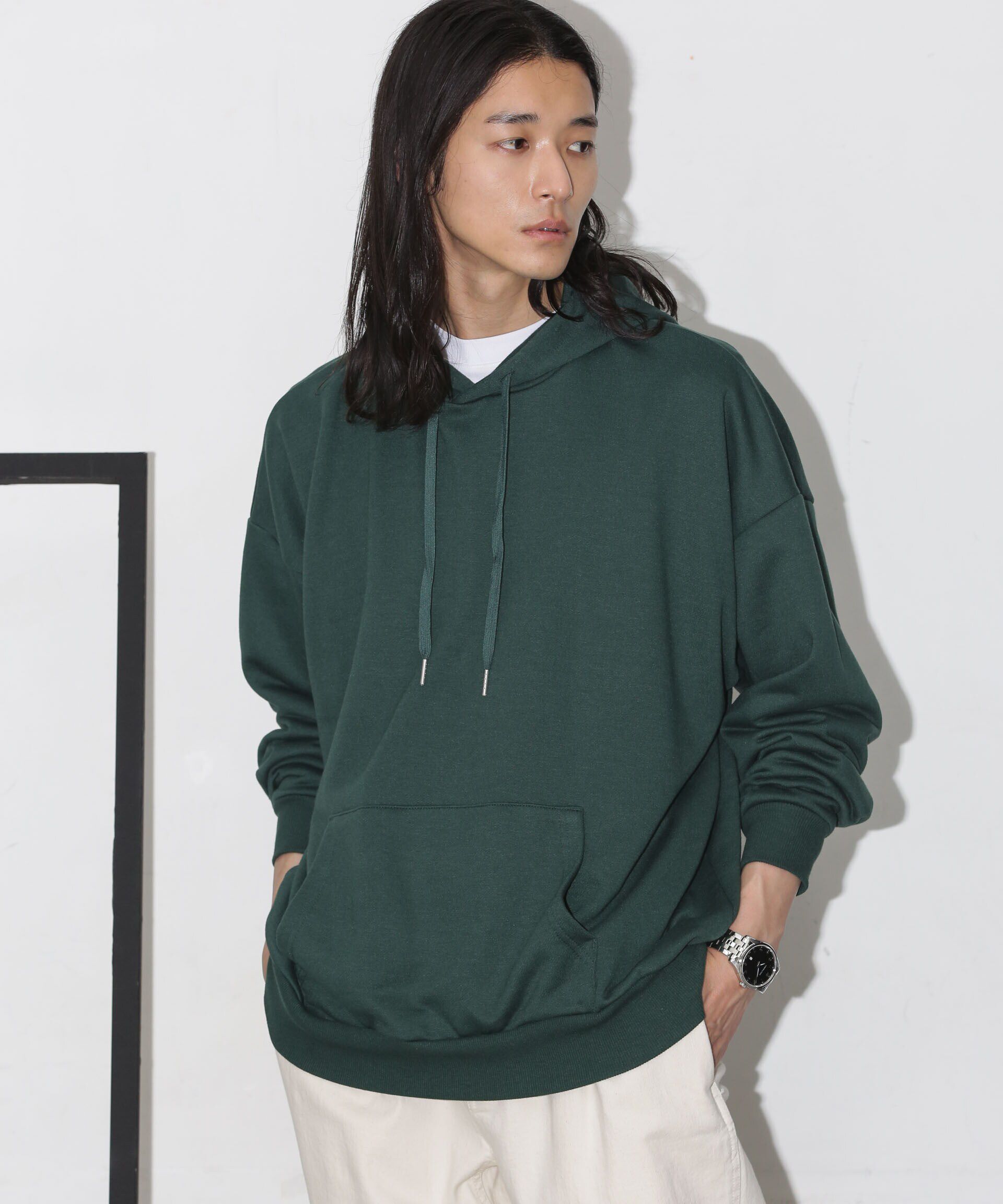 nano･universe「ビックシルエットフーディー」|パーカー|グリーン