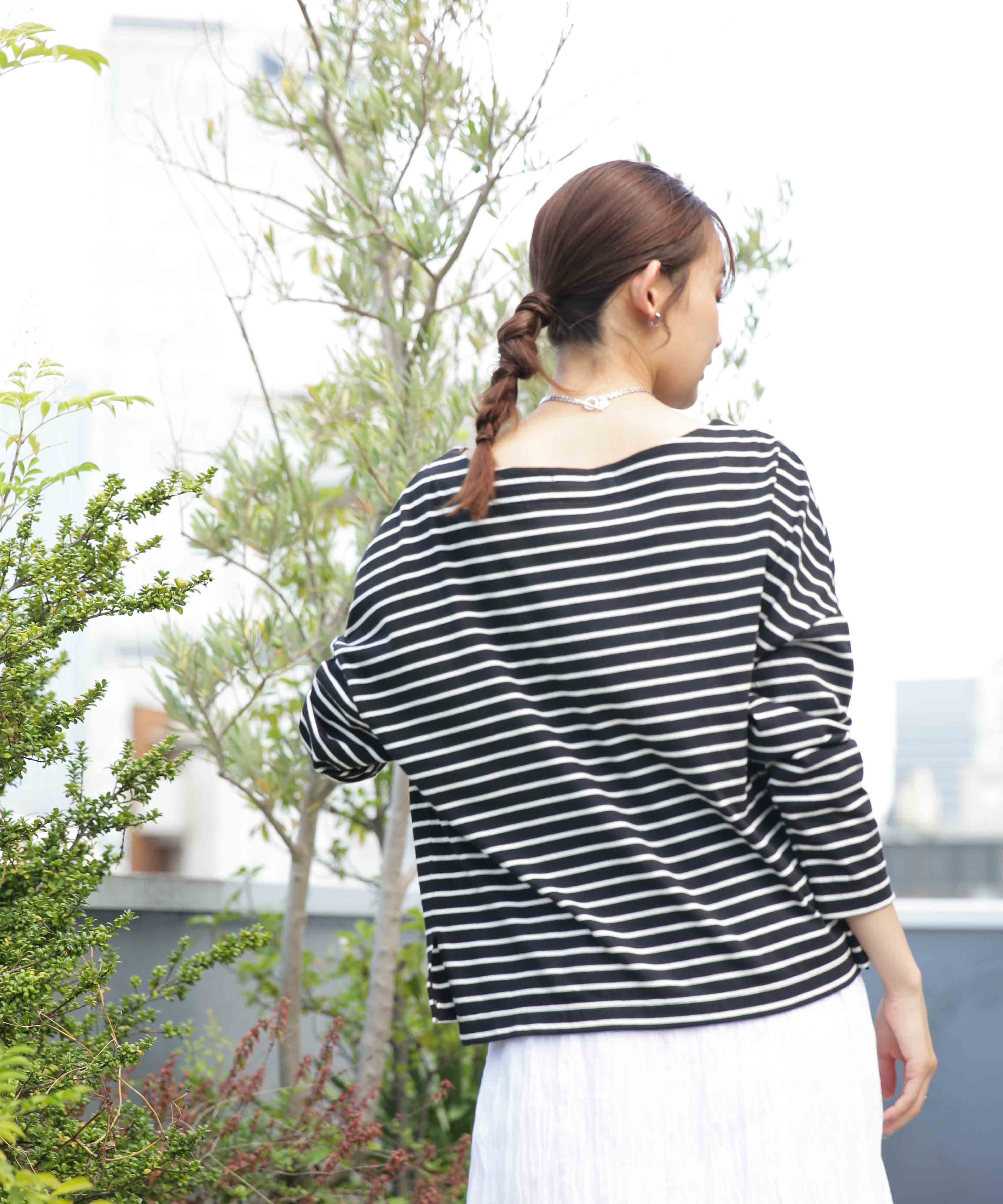 nano･universe「WEB限定/ボーダーワイドドロップトップス」|Tシャツ・カットソー|