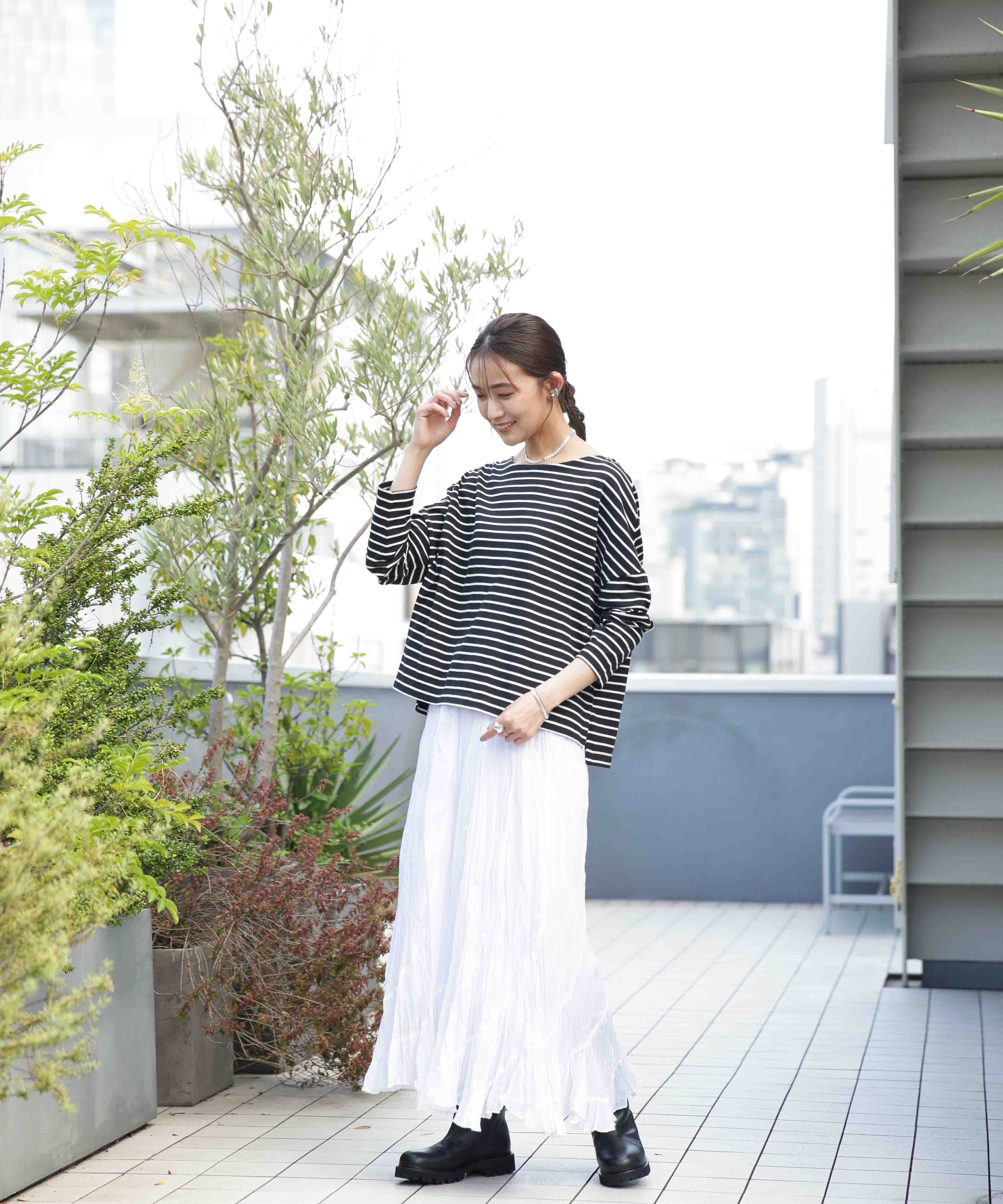 nano･universe「WEB限定/ボーダーワイドドロップトップス」|Tシャツ・カットソー|