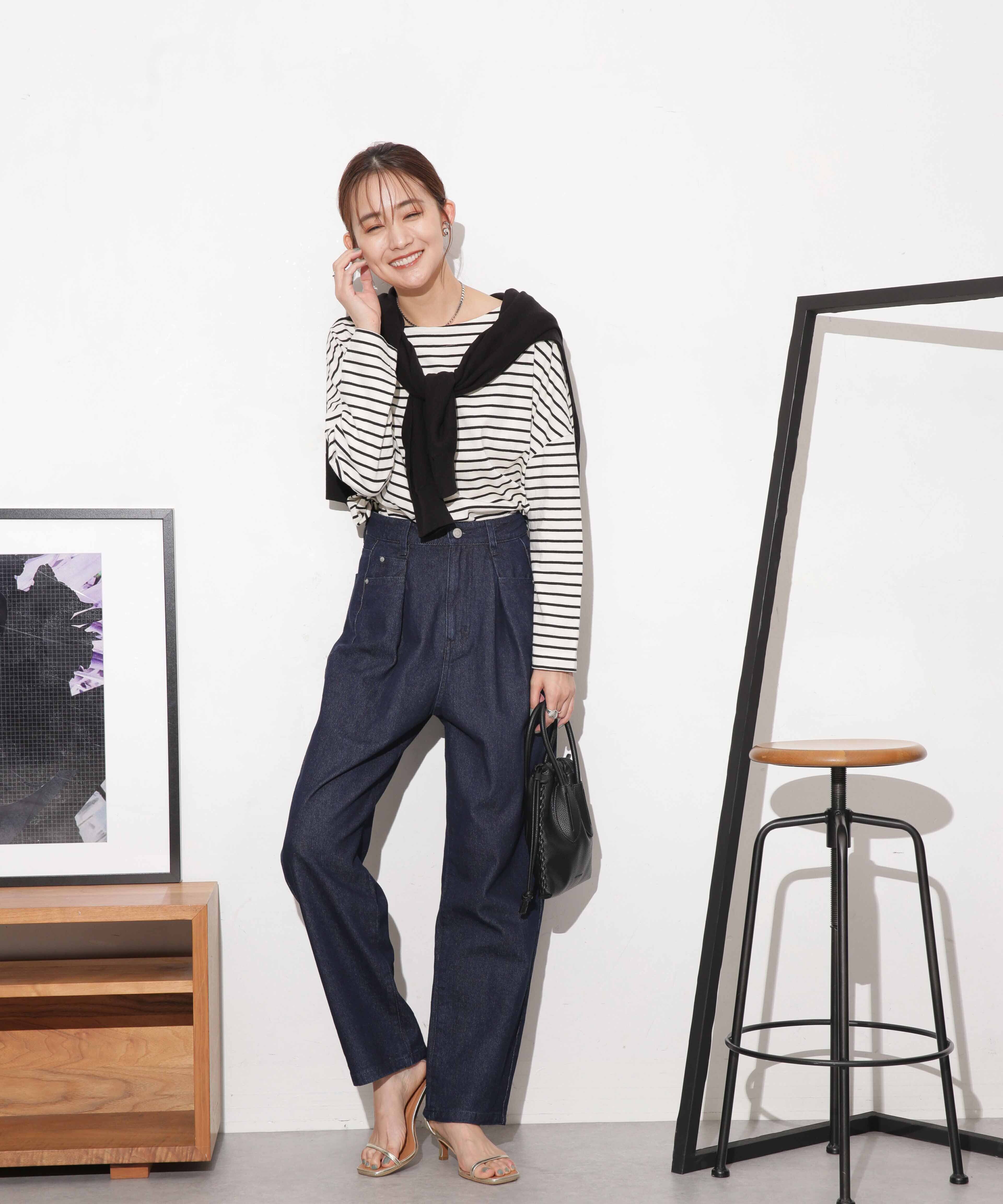 nano･universe「WEB限定/ボーダーワイドドロップトップス」|Tシャツ・カットソー|