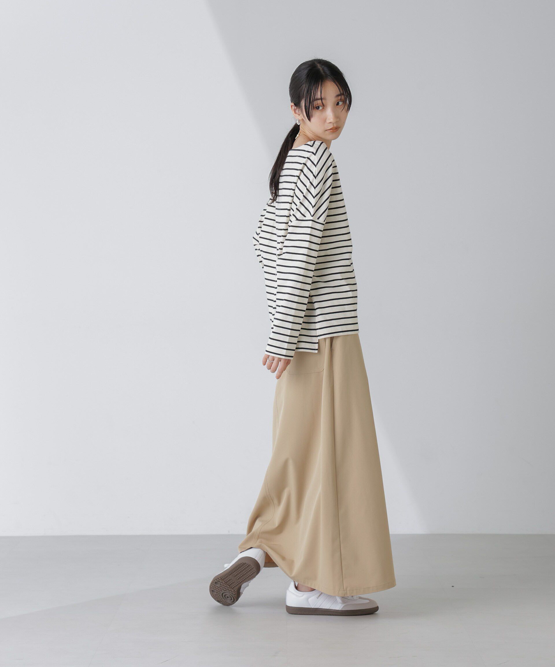 nano･universe「WEB限定/ボーダーワイドドロップトップス」|Tシャツ・カットソー|