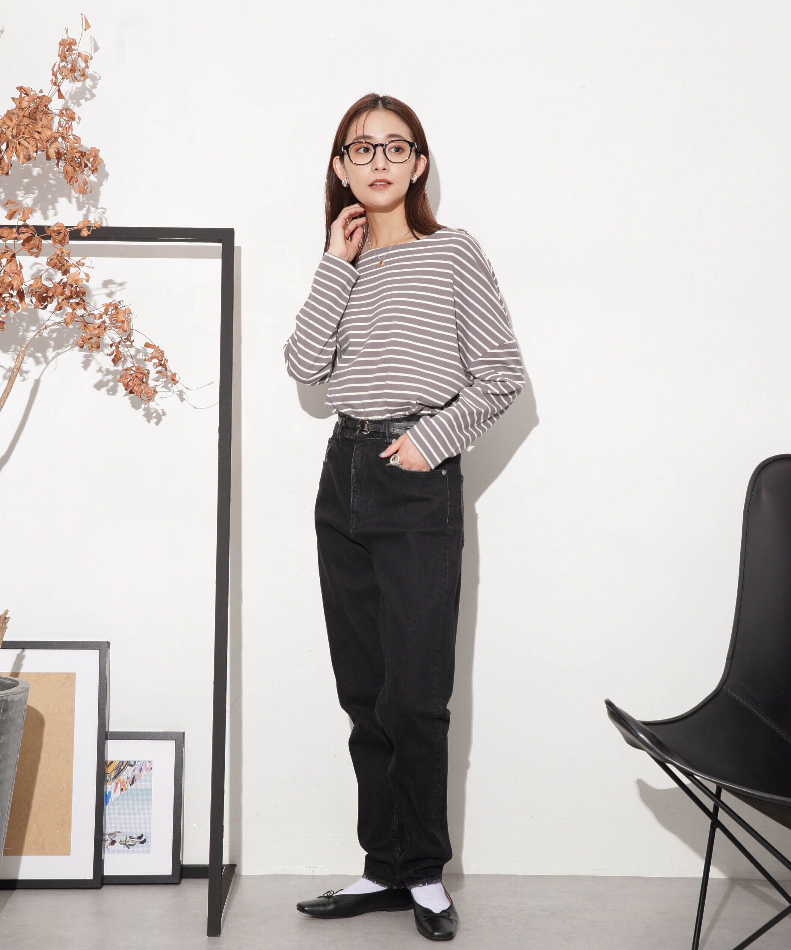 nano･universe「WEB限定/ボーダーワイドドロップトップス」|Tシャツ・カットソー|