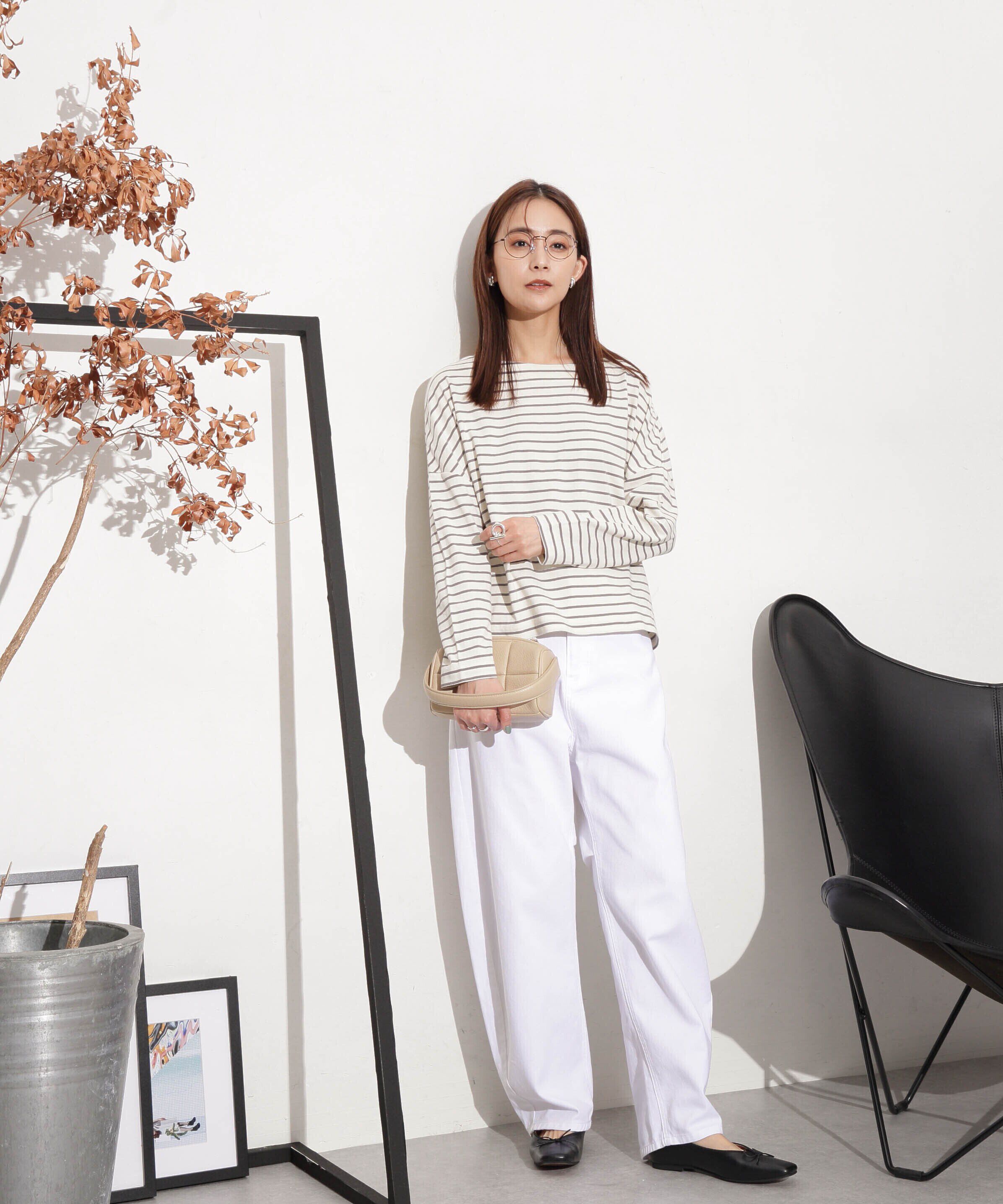 nano･universe「WEB限定/ボーダーワイドドロップトップス」|Tシャツ・カットソー|