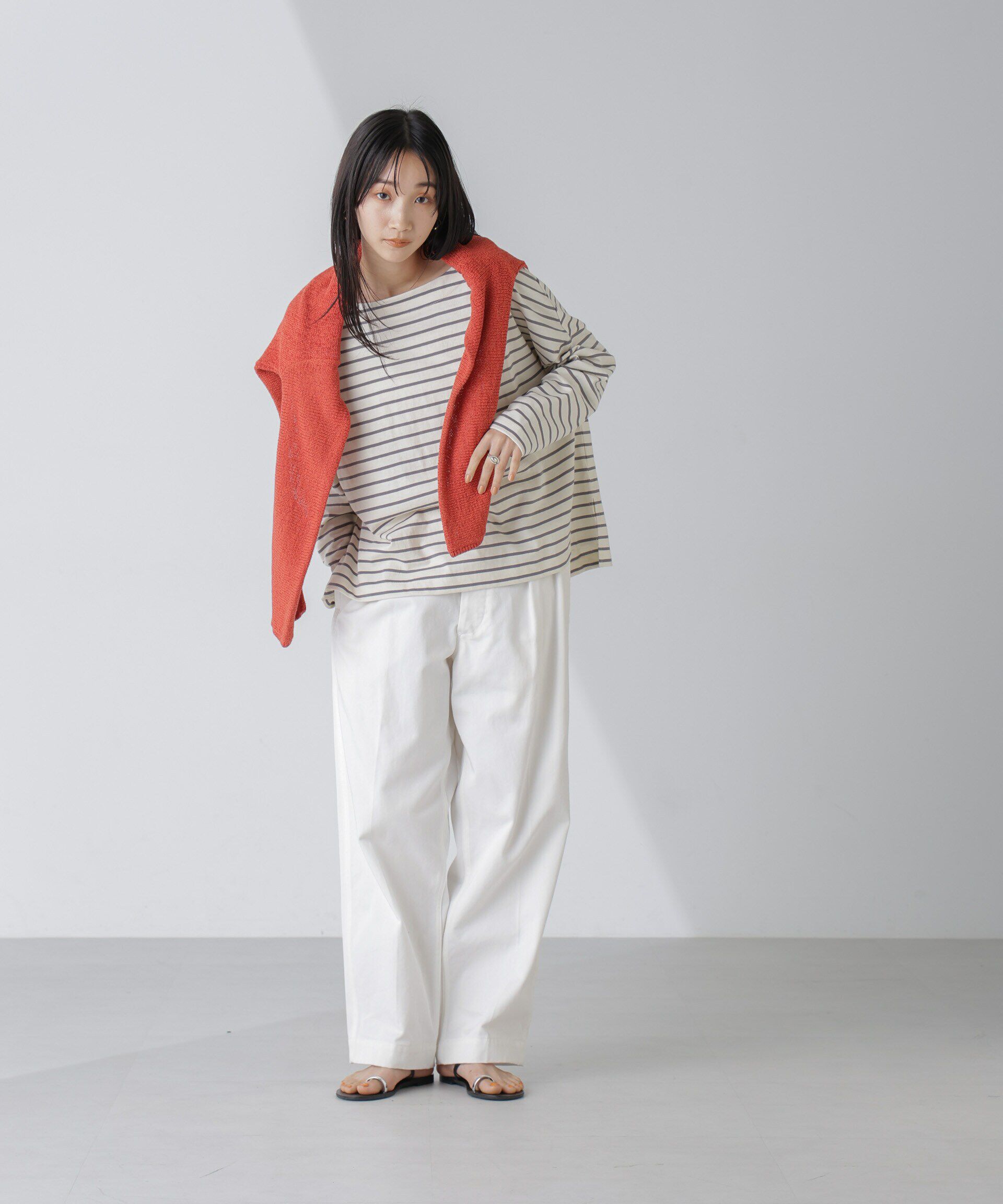 nano･universe「WEB限定/ボーダーワイドドロップトップス」|Tシャツ・カットソー|