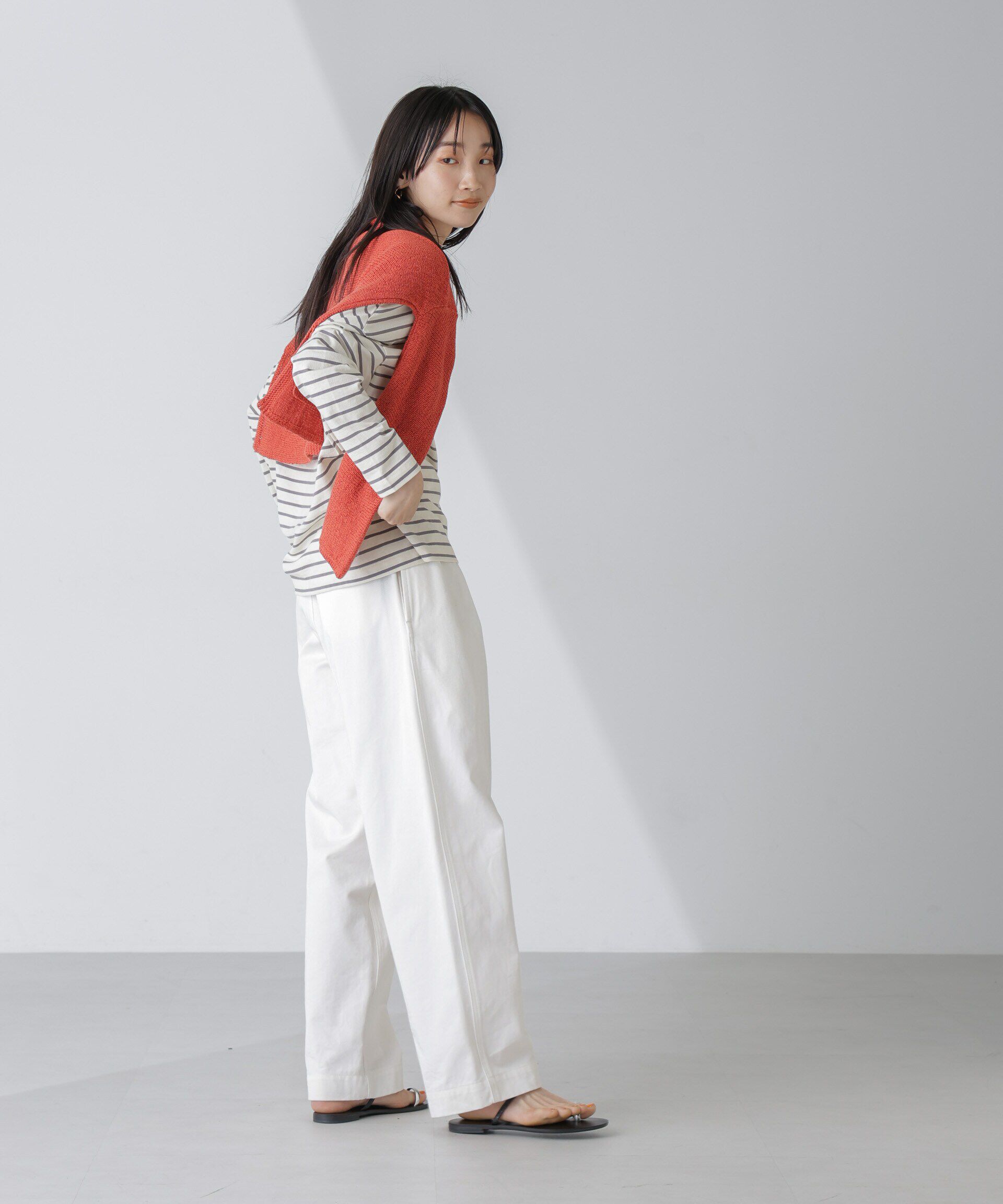 nano･universe「WEB限定/ボーダーワイドドロップトップス」|Tシャツ・カットソー|