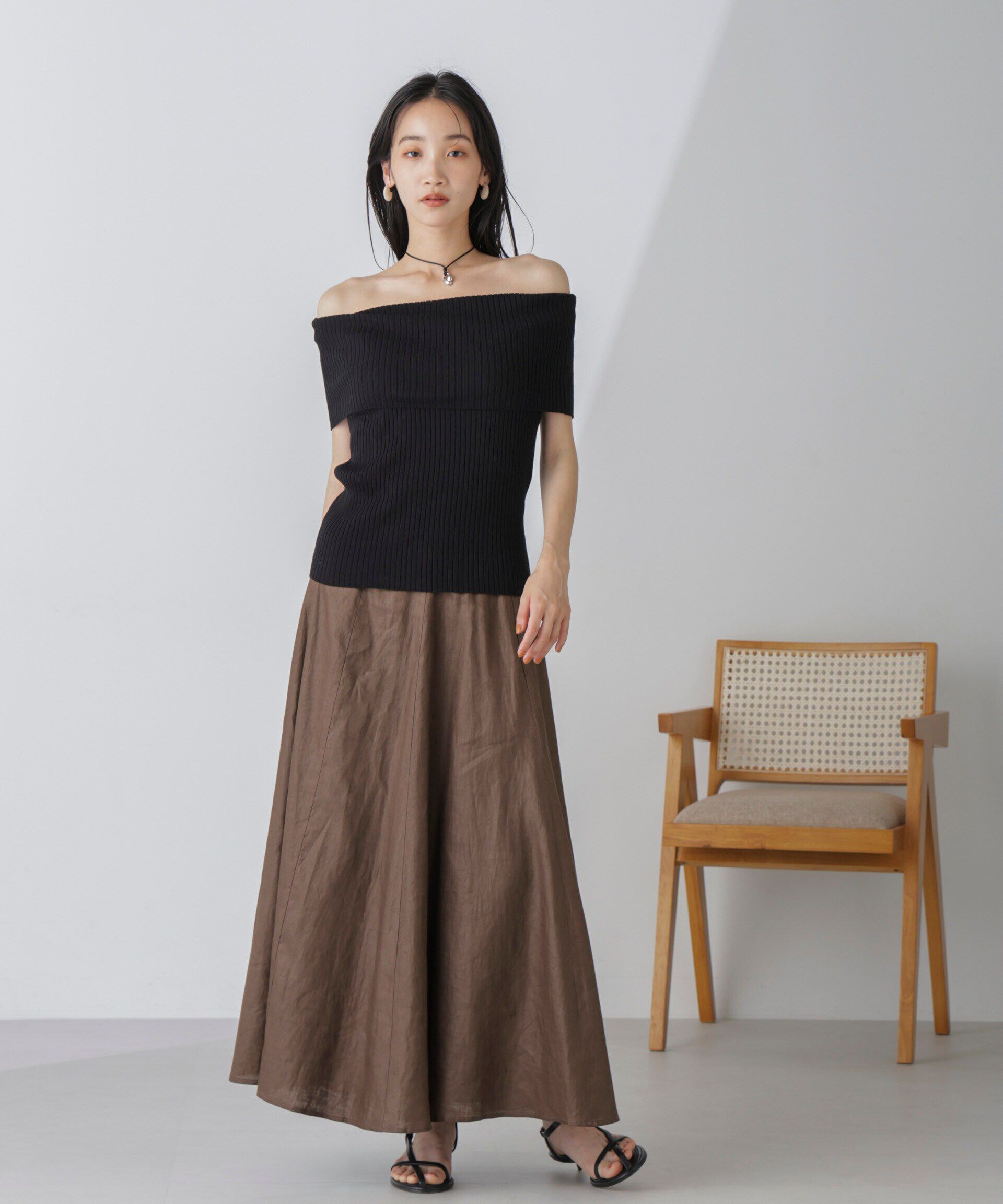 nano･universe「オフショルダーリブニットトップス」|ニット・セーター|