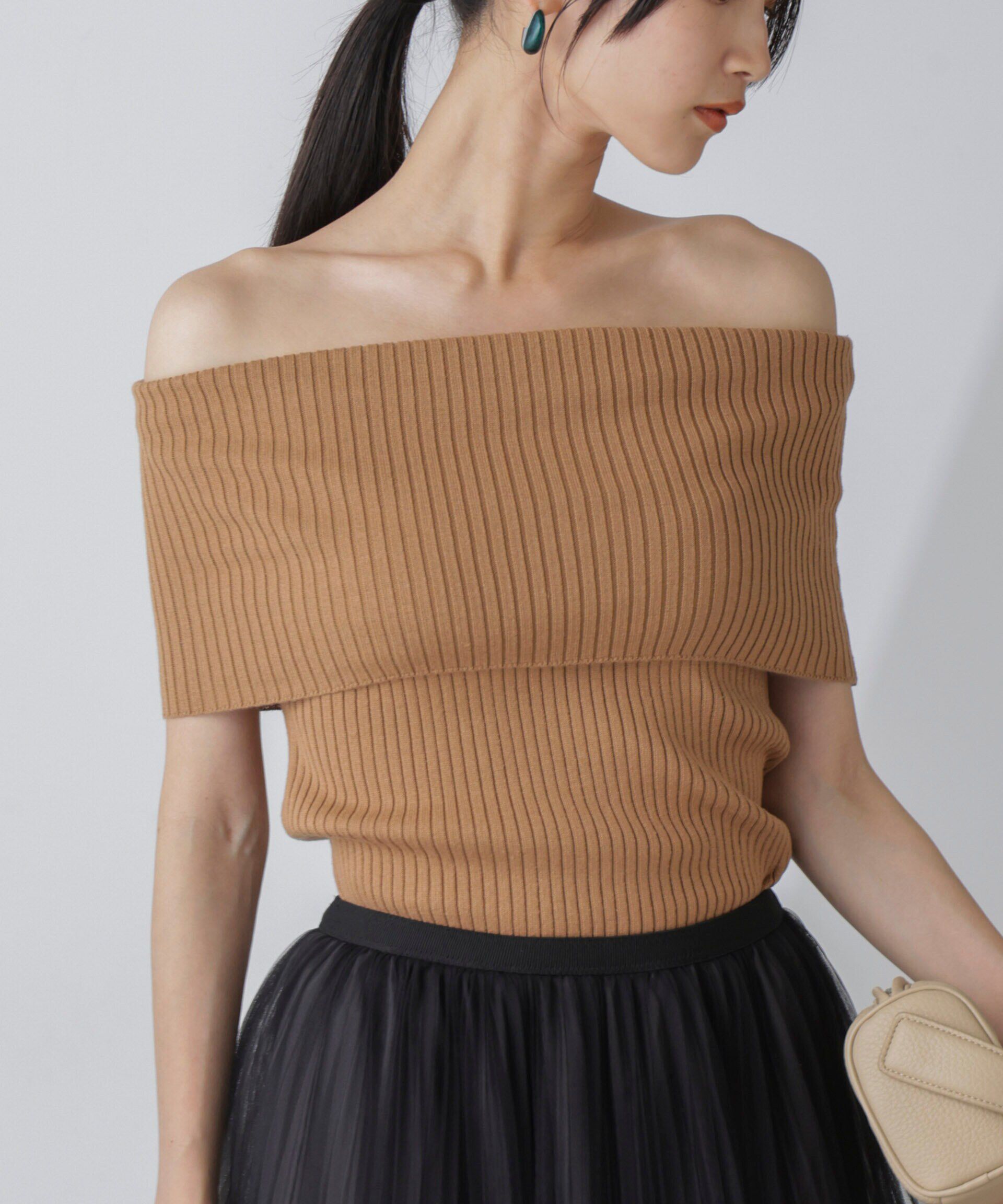 nano･universe「オフショルダーリブニットトップス」|ニット・セーター|