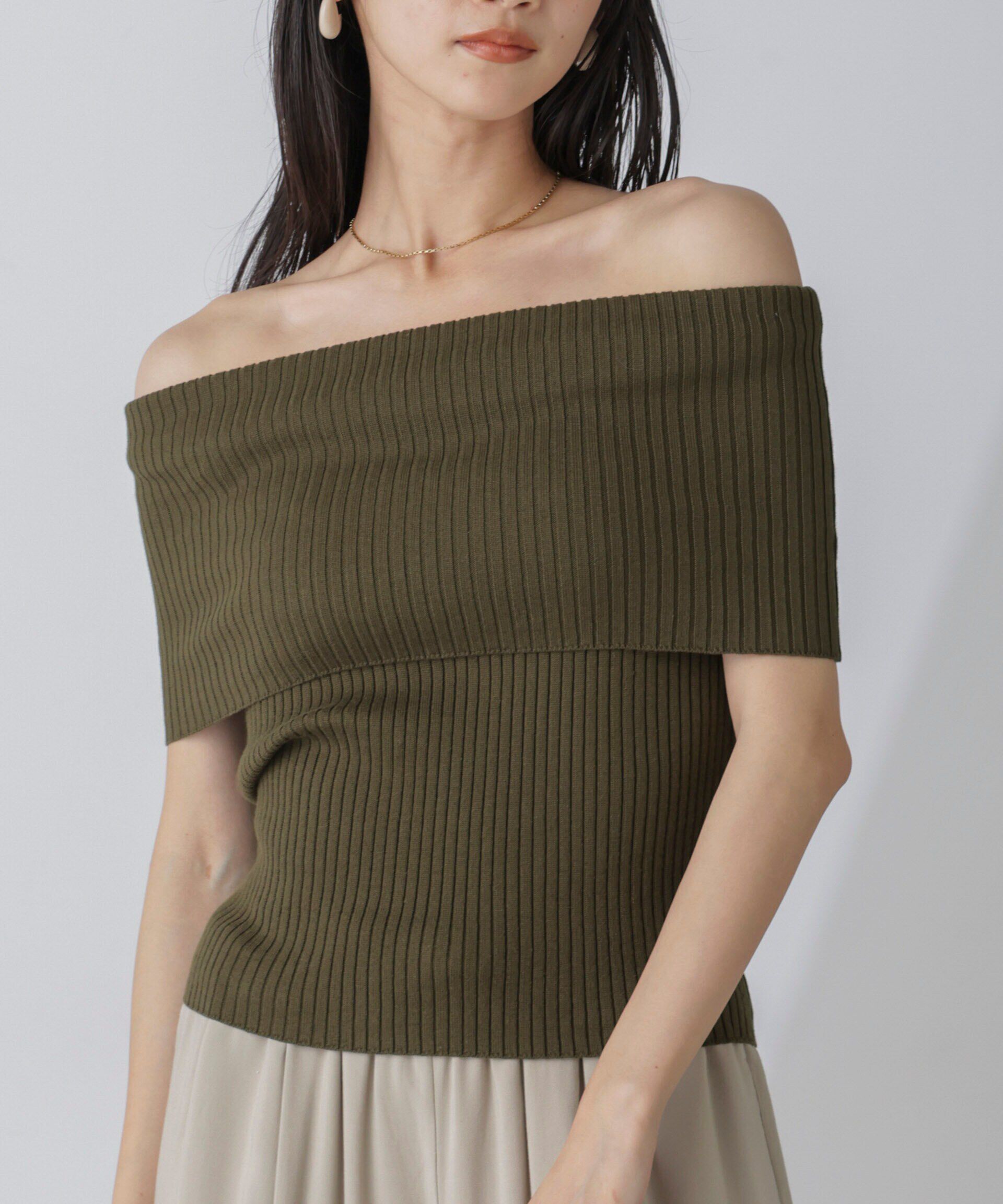 nano･universe「オフショルダーリブニットトップス」|ニット・セーター|