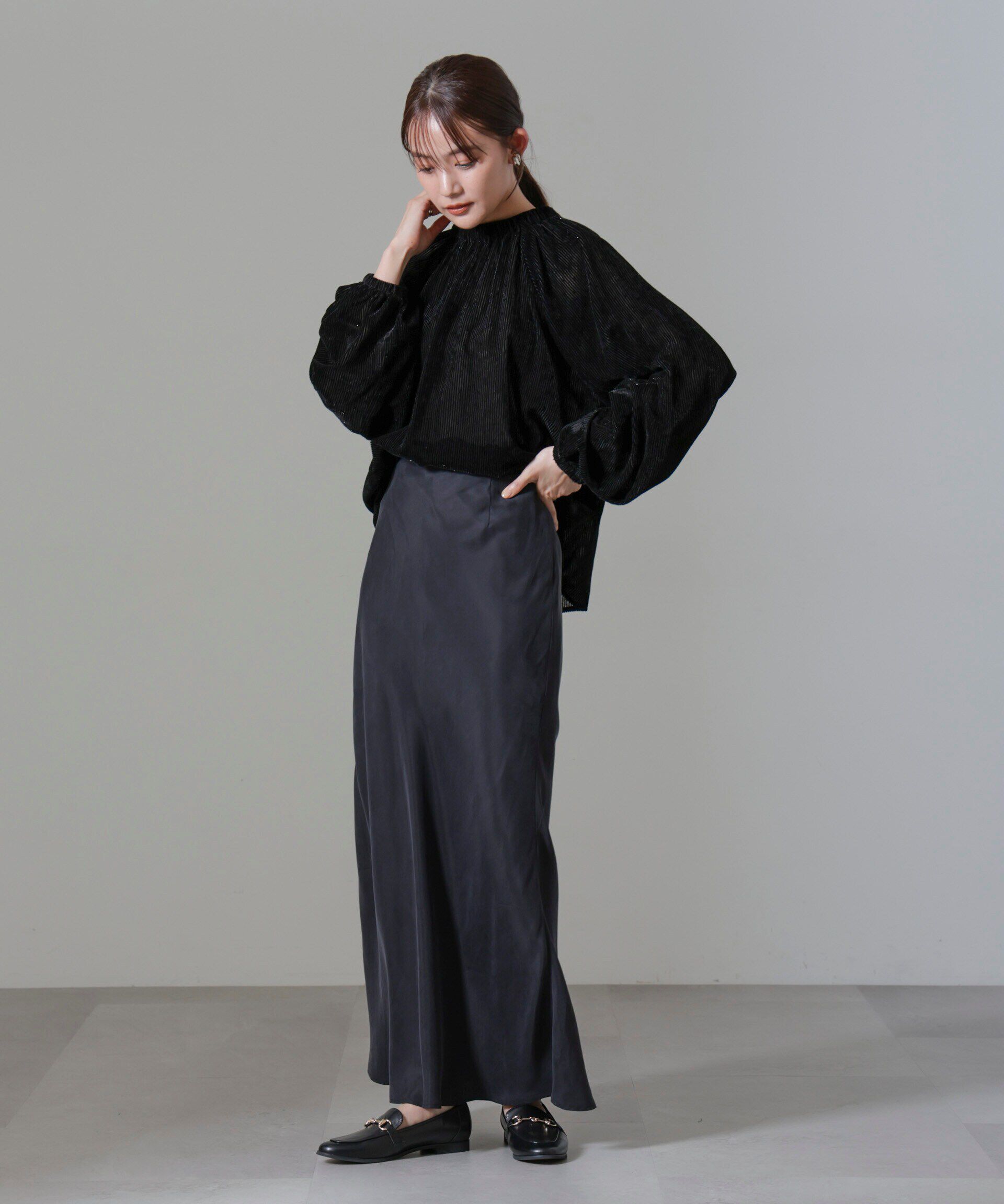 nano･universe「ストライプベロア前後2WAYブラウス」|シャツ・ブラウス|