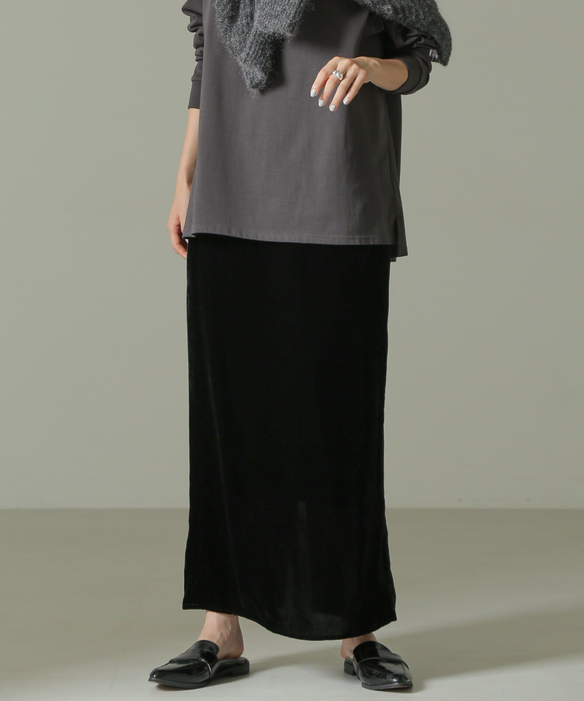 nano･universe「ベロアナロースカート」|スカート|