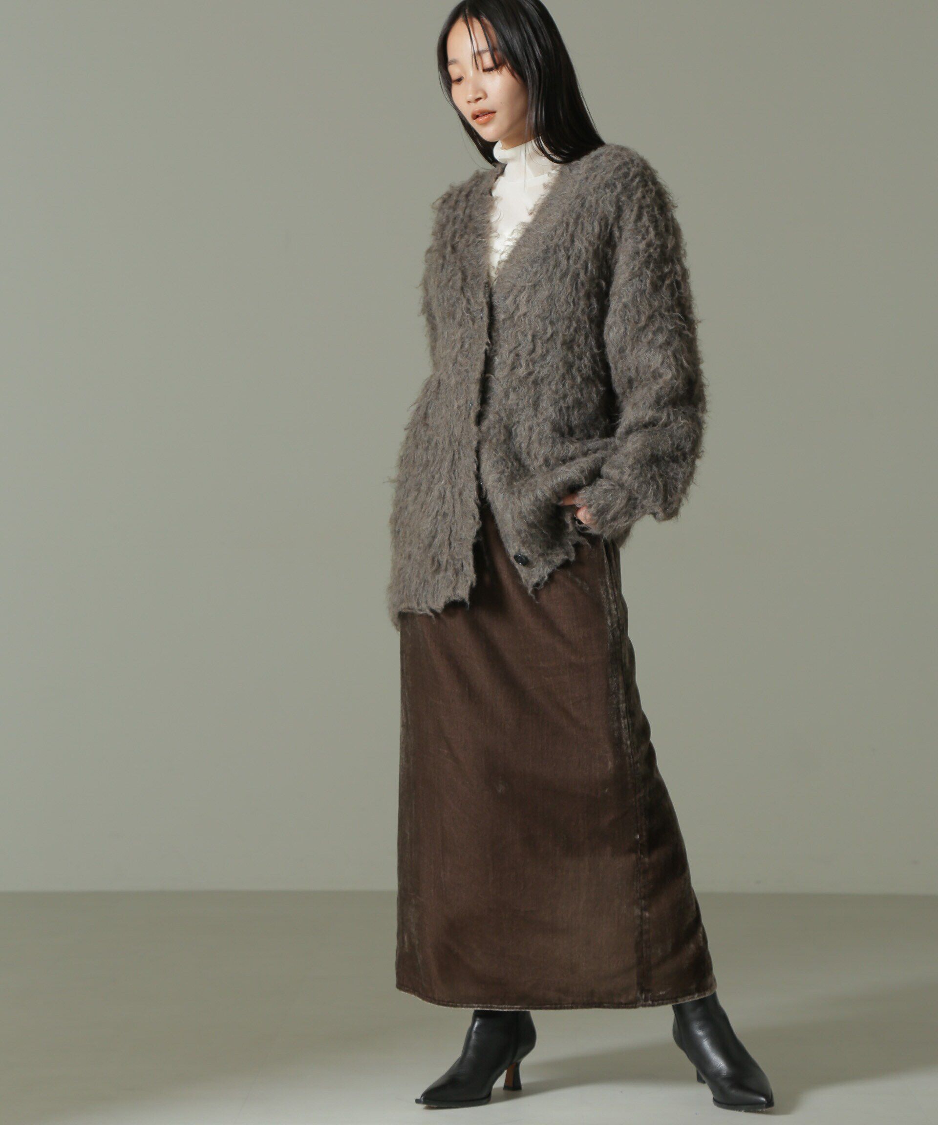 nano･universe「ベロアナロースカート」|スカート|