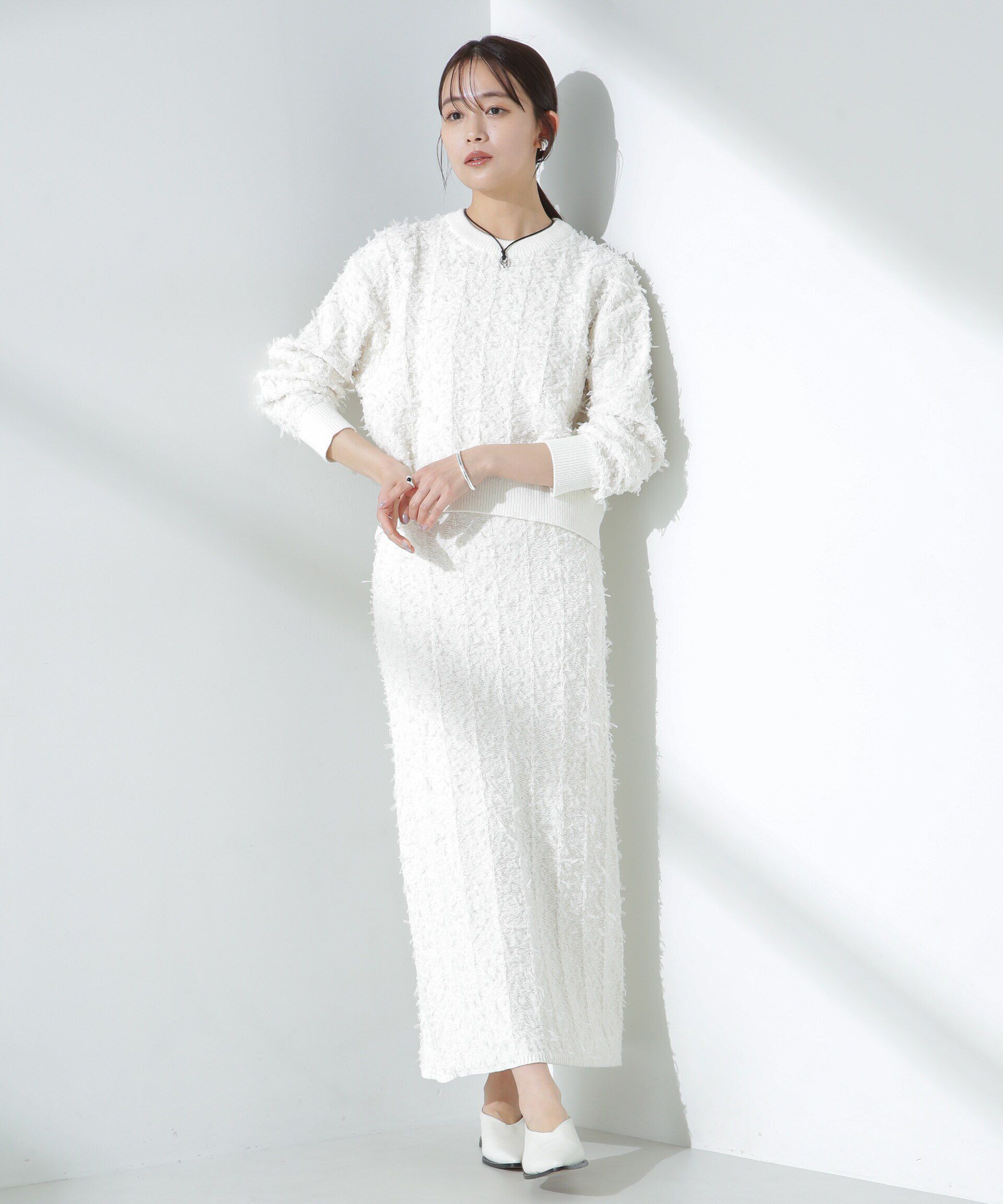 nano･universe「チュールモールニットプルオーバー（セットアップ可）」|ニット・セーター|