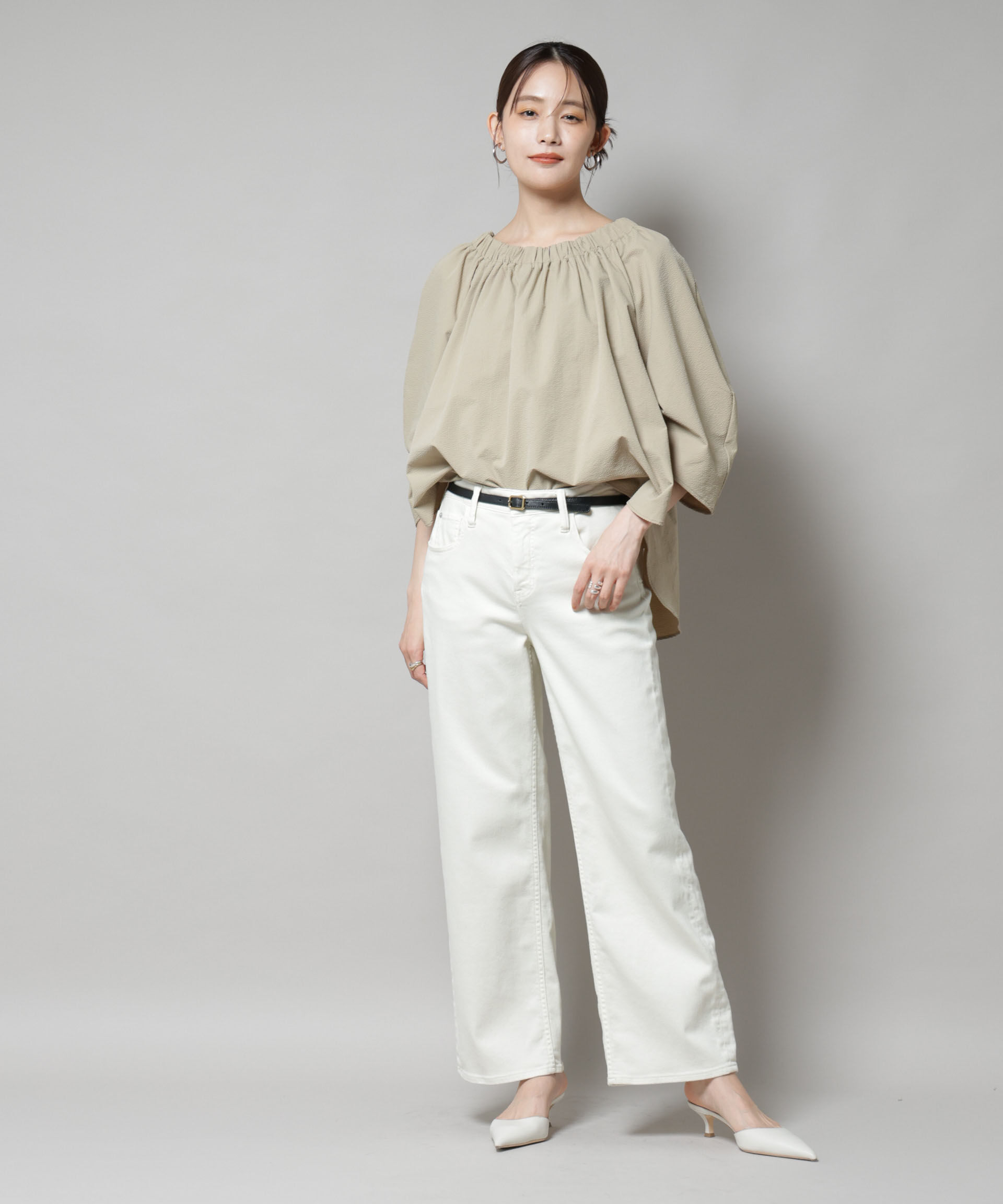 nano･universe「ボリュームギャザータックスリーブブラウス」|シャツ・ブラウス|