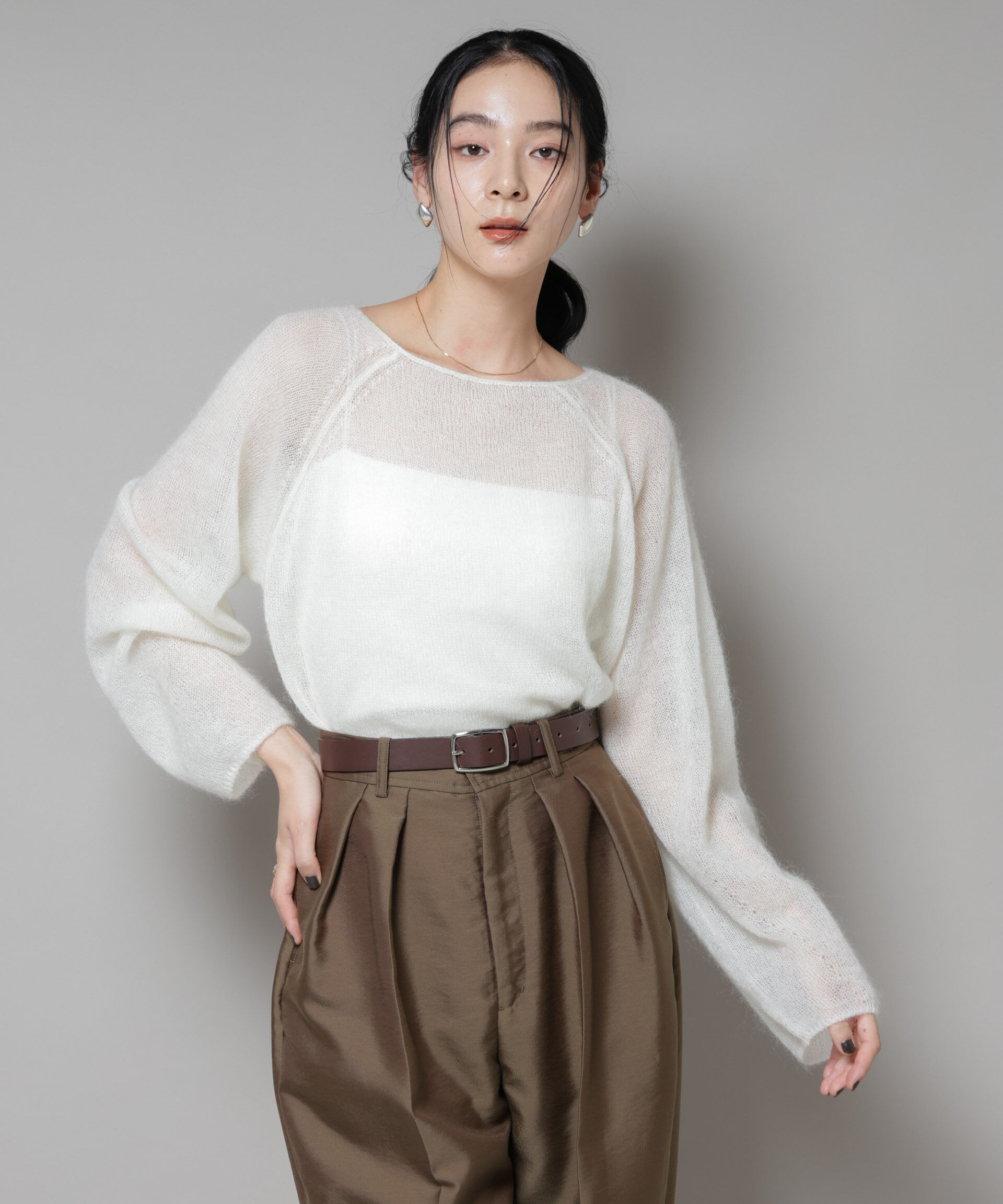 nano･universe「モヘヤ混天竺シアーニット」|ニット・セーター|