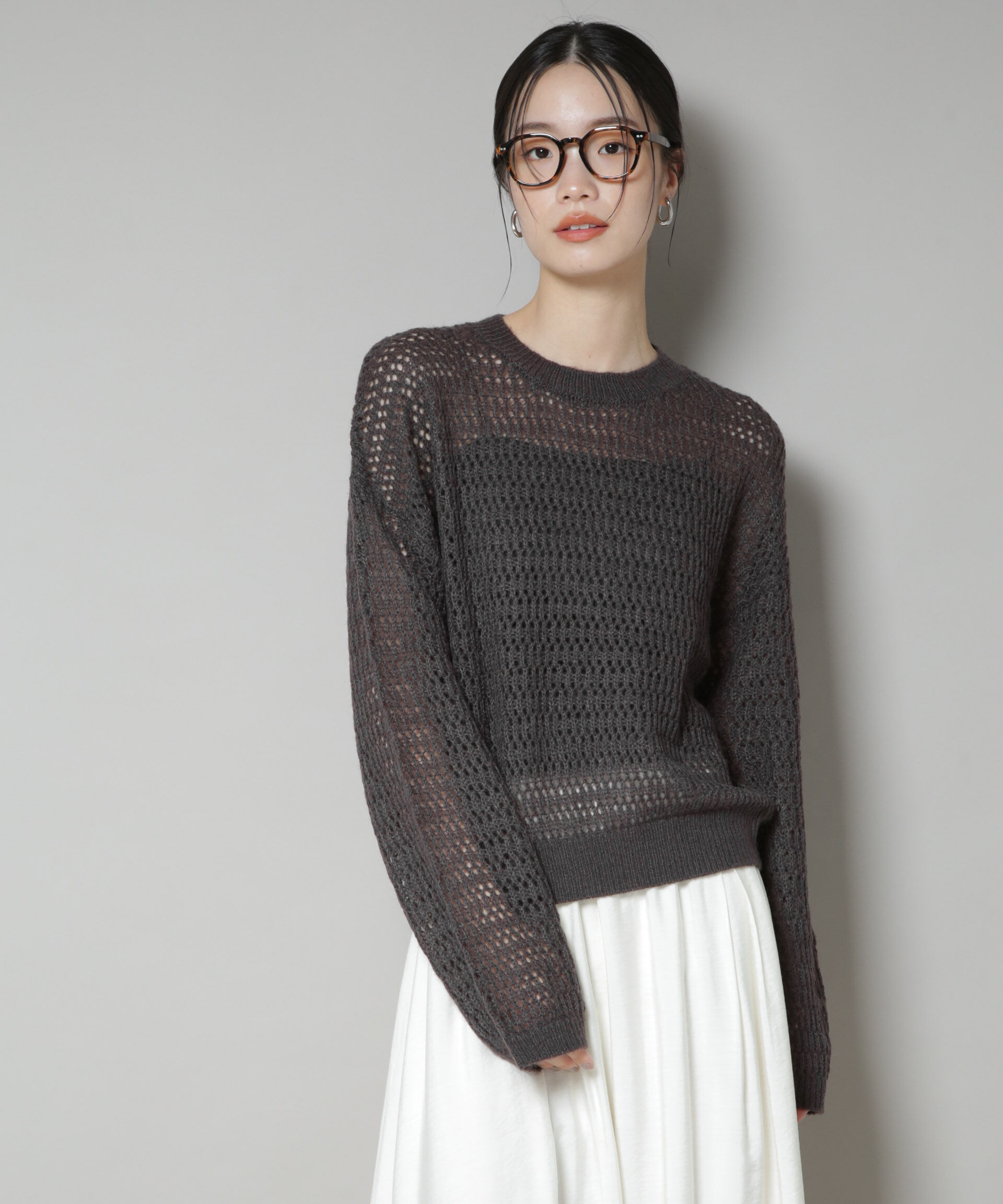 nano･universe「モヘヤライクメッシュニットトップス」|ニット・セーター|