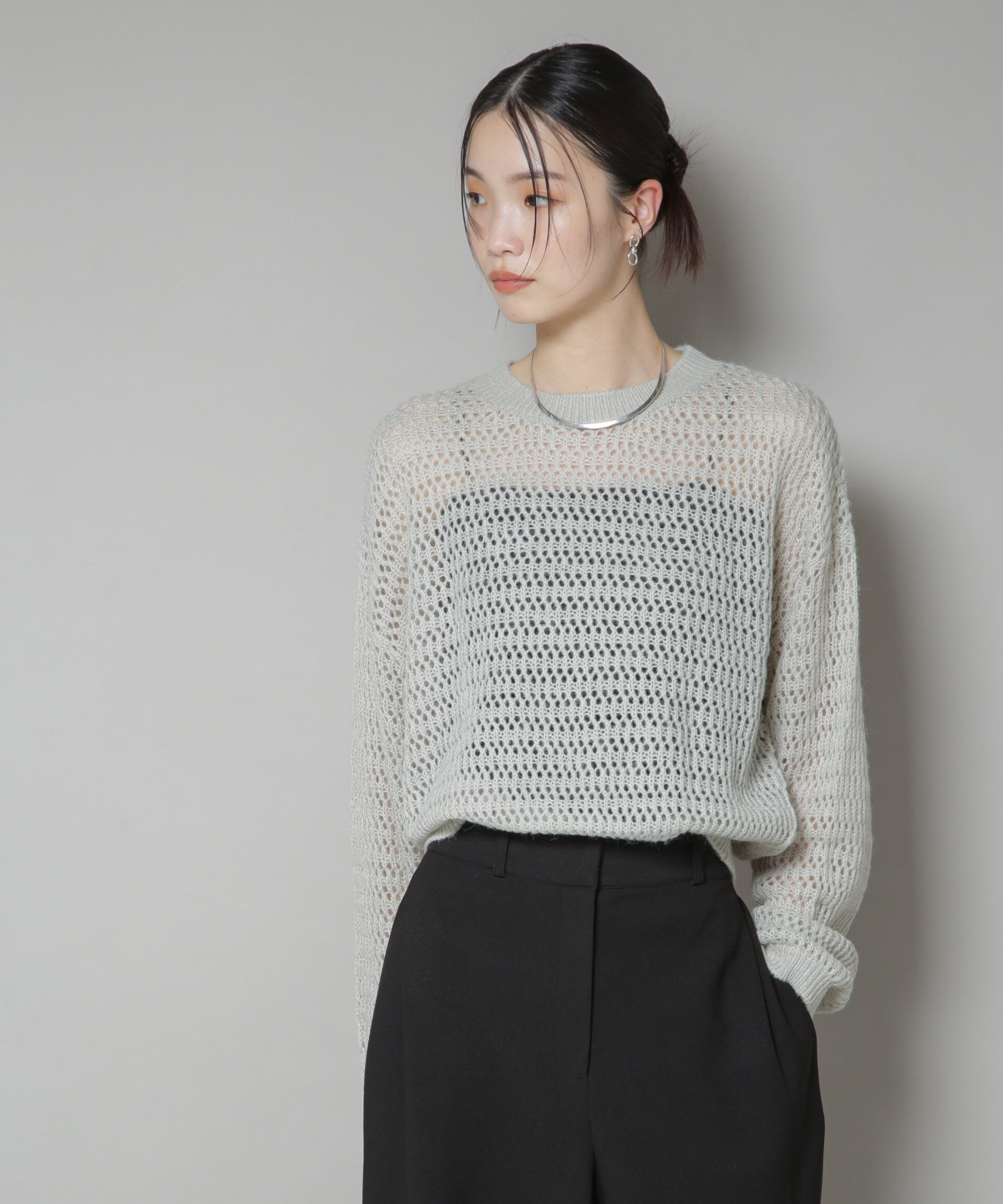 nano･universe「モヘヤライクメッシュニットトップス」|ニット・セーター|