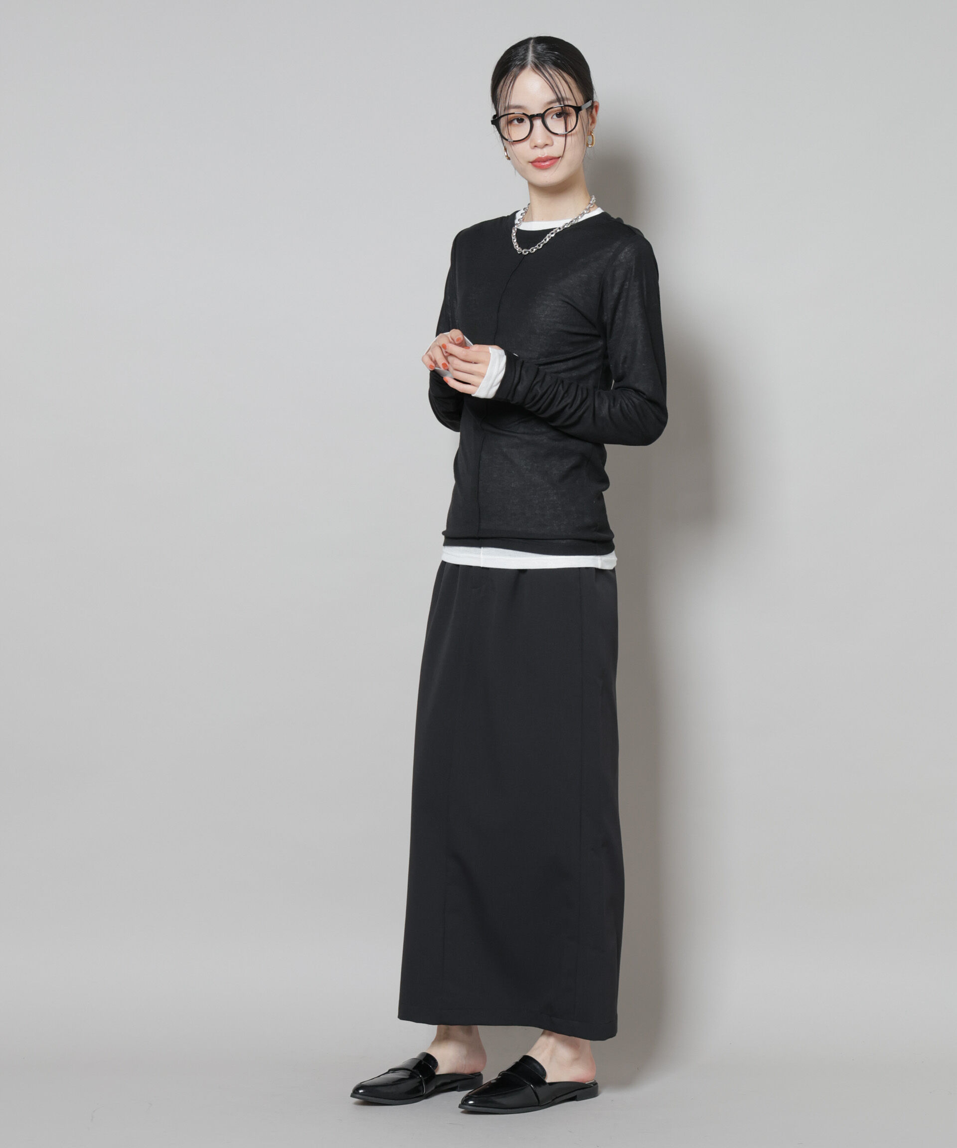 nano･universe「スーツライクIラインロングスカート」|スカート|