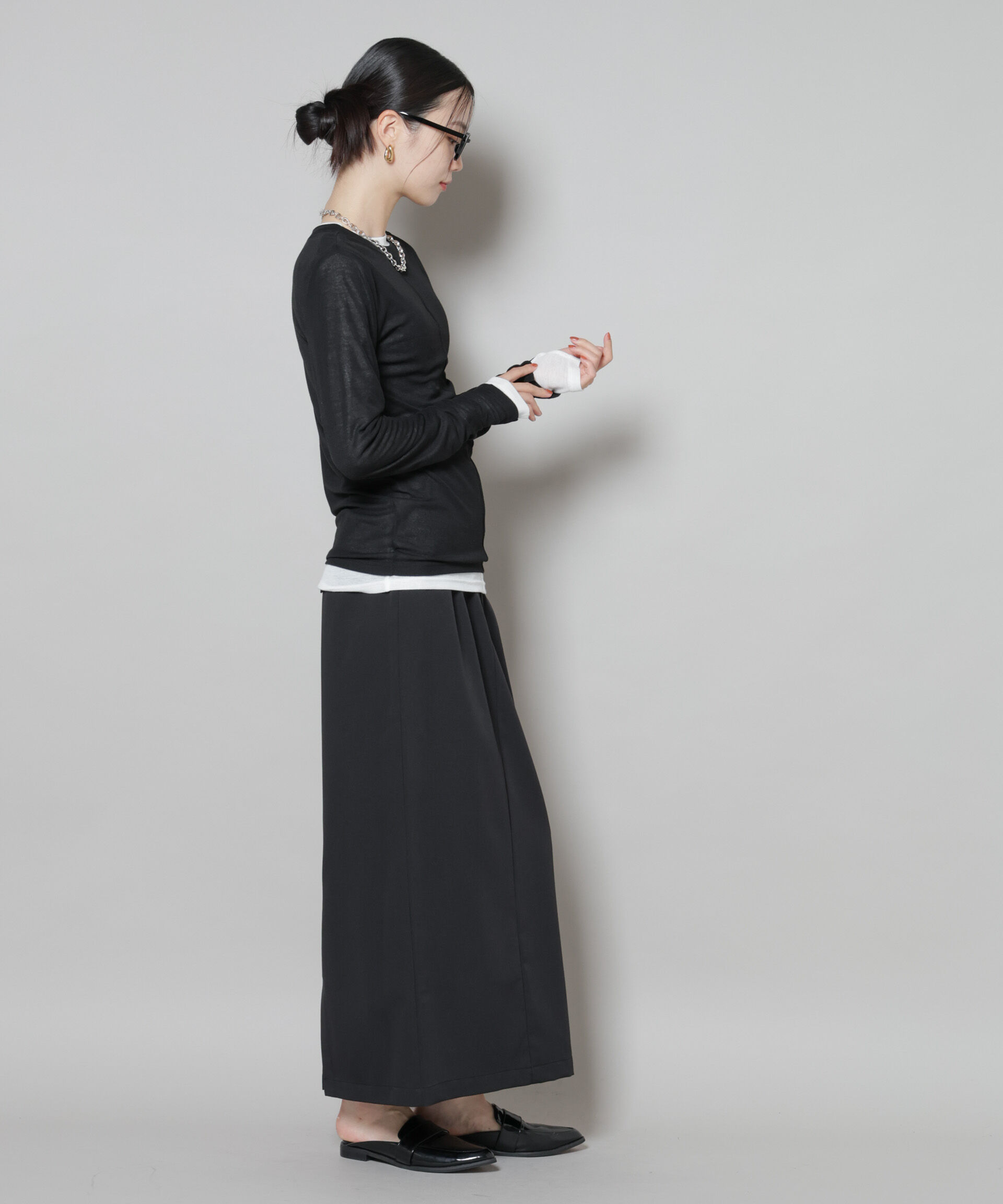 nano･universe「スーツライクIラインロングスカート」|スカート|