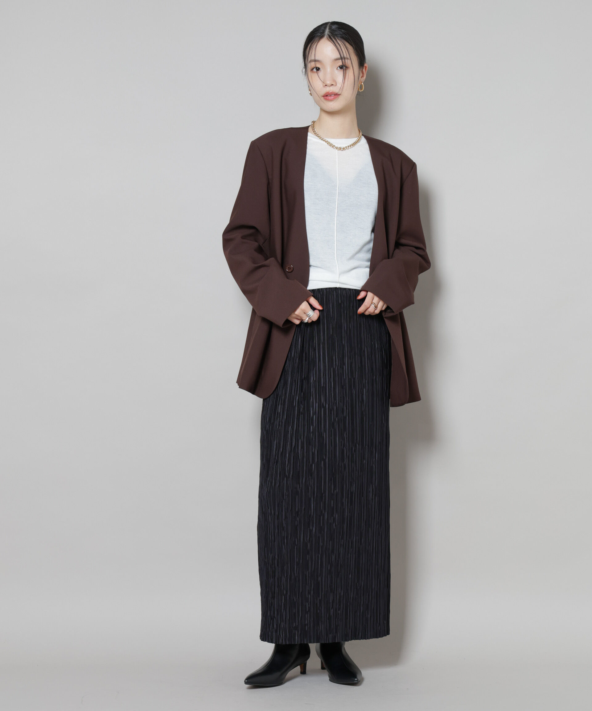 nano･universe「カラーレスワイドショルダージャケット(セットアップ可)」|テーラードジャケット|