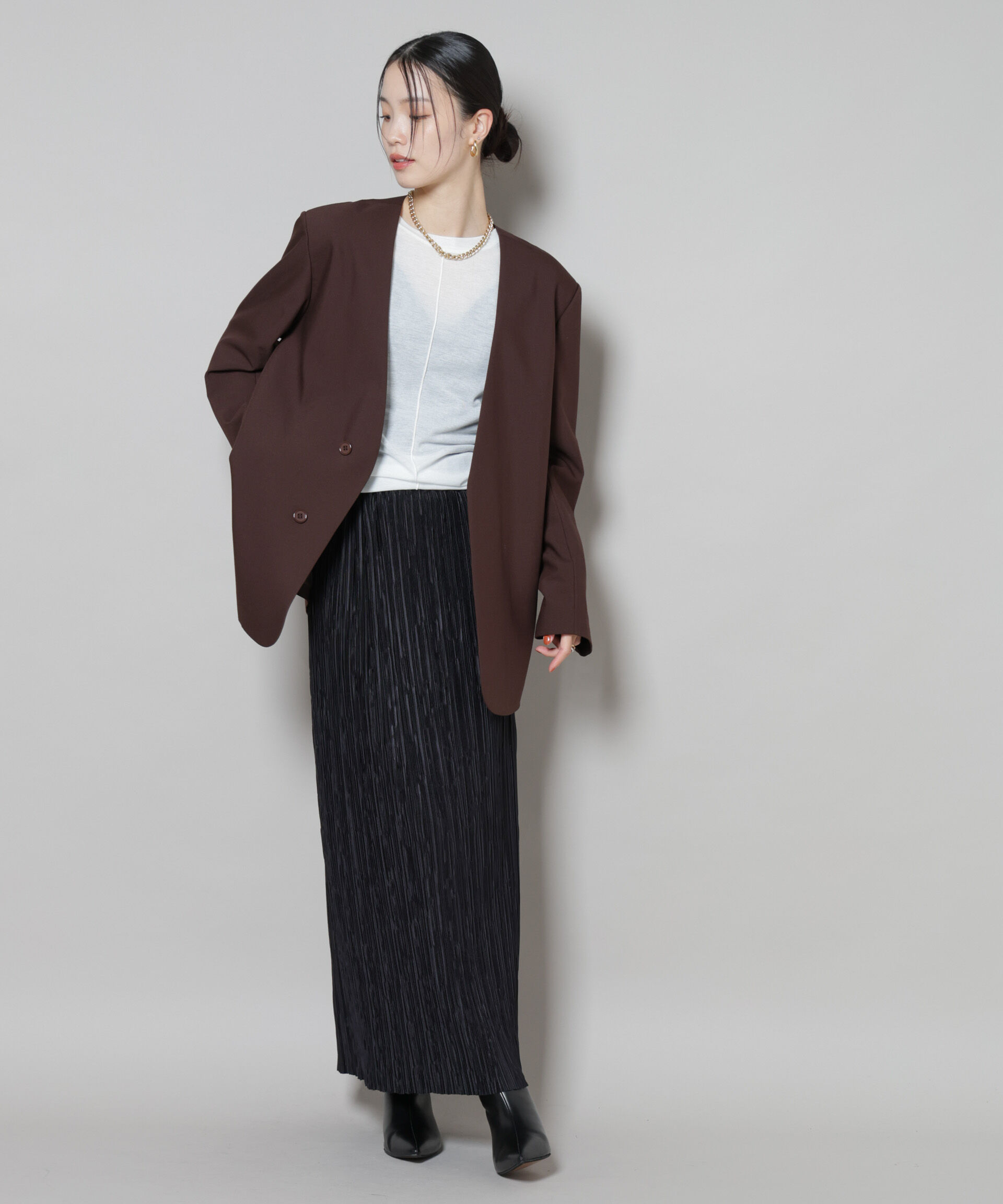 nano･universe「カラーレスワイドショルダージャケット(セットアップ可)」|テーラードジャケット|