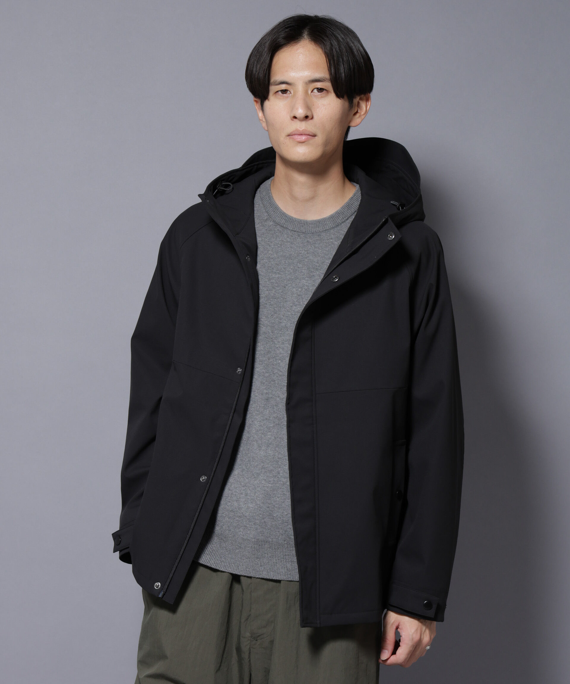 nano･universe「ボンディングウォームパーカー」|ブルゾン・スタジャン|ブラック