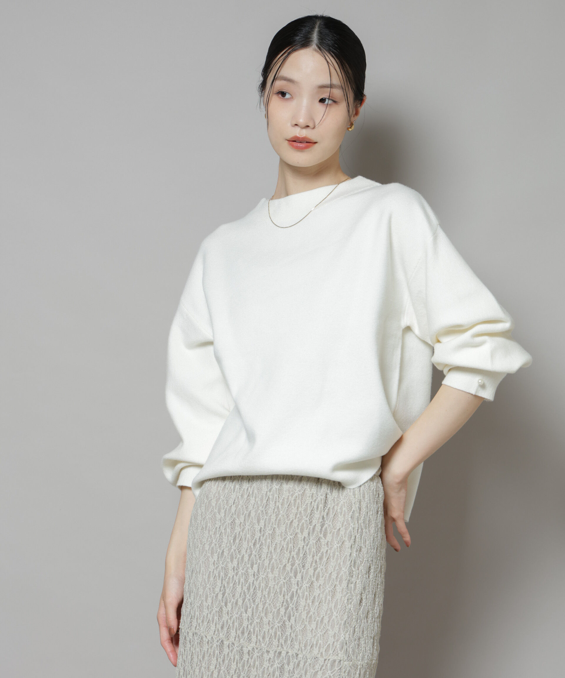 nano･universe「ミラノリブパールニットプルオーバー」|ニット・セーター|