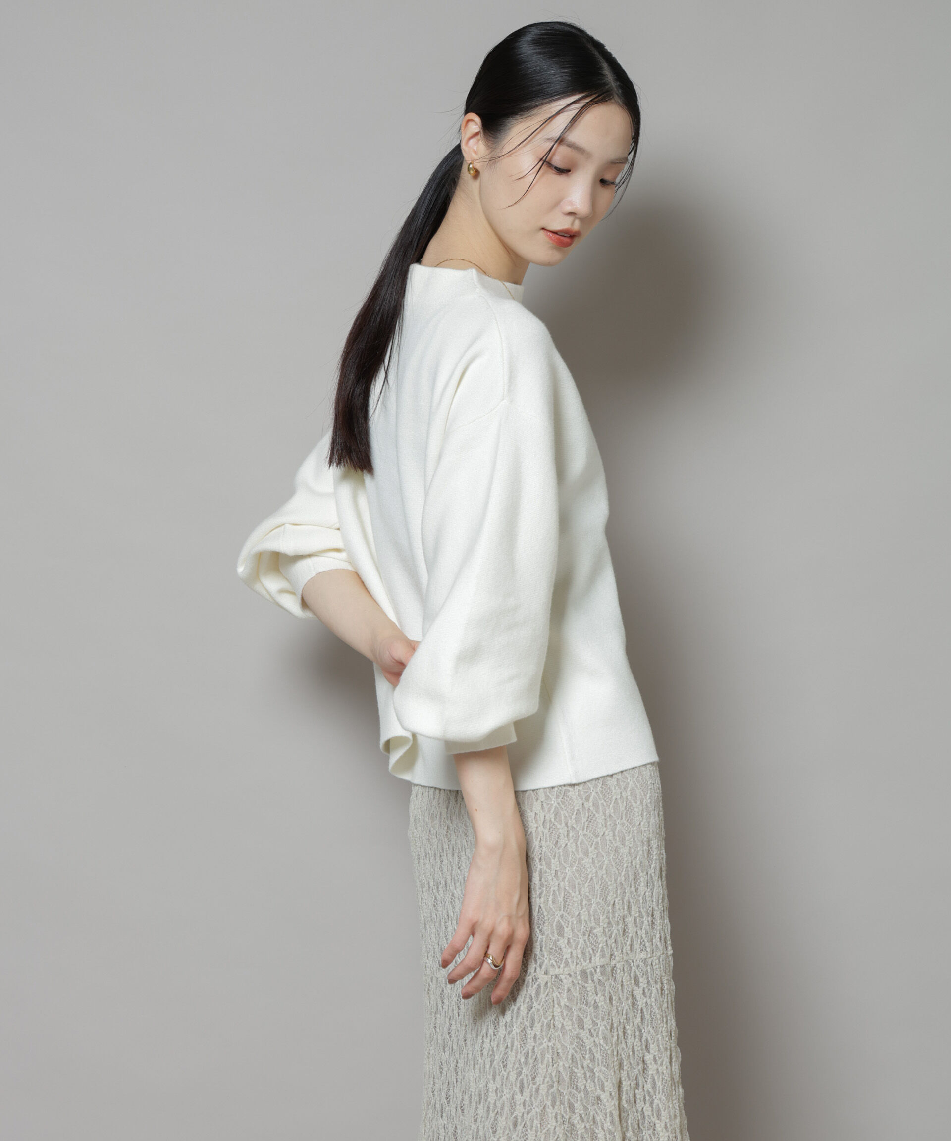 nano･universe「ミラノリブパールニットプルオーバー」|ニット・セーター|