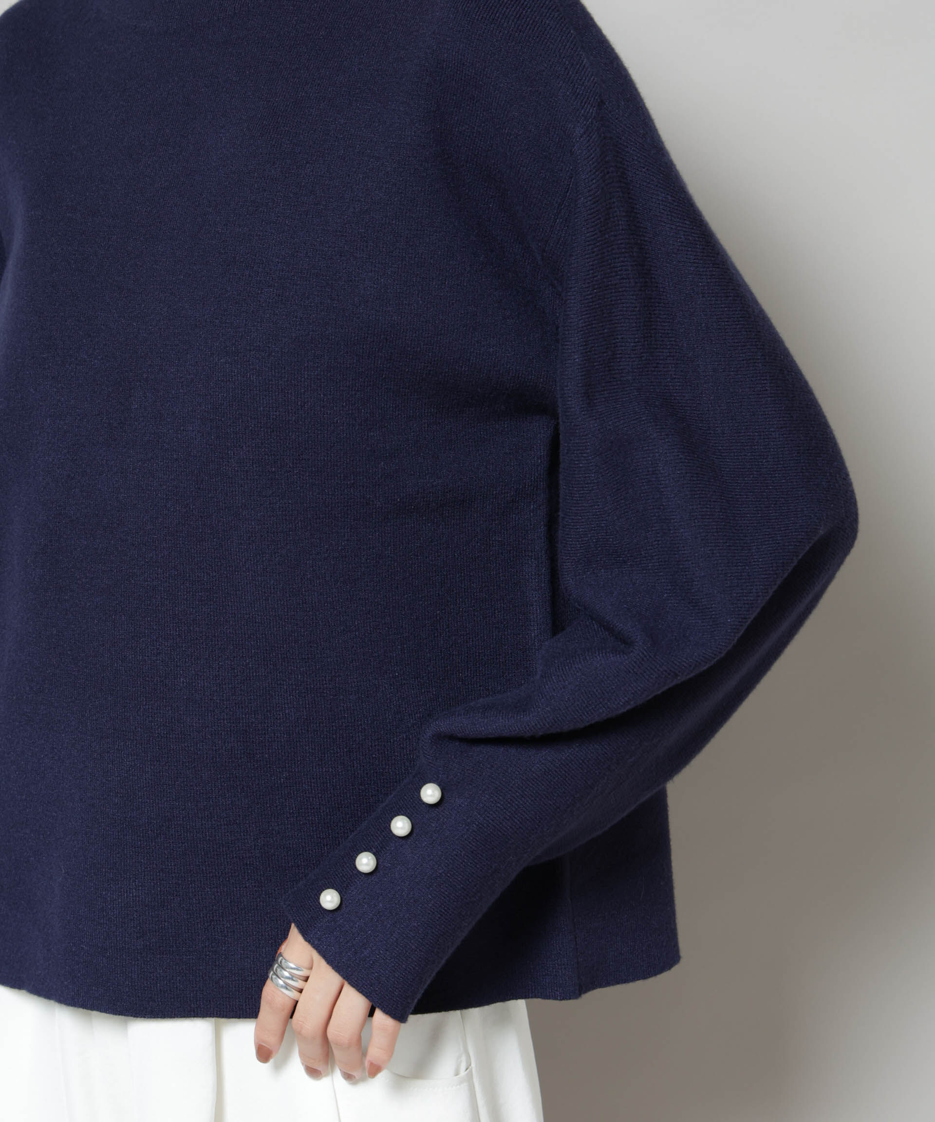 nano･universe「ミラノリブパールニットプルオーバー」|ニット・セーター|