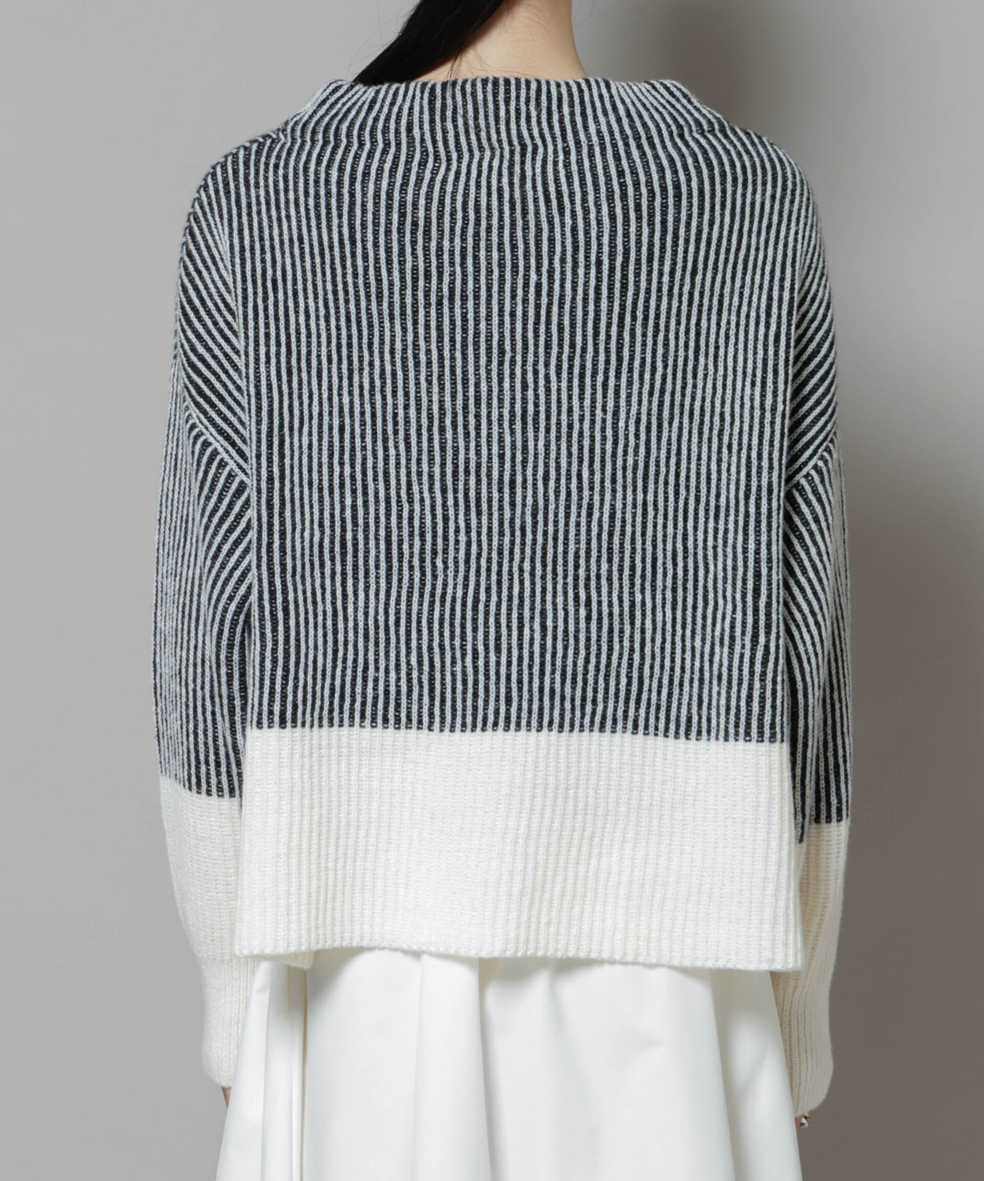 nano･universe「シャドーストライプニットプルオーバー」|ニット・セーター|