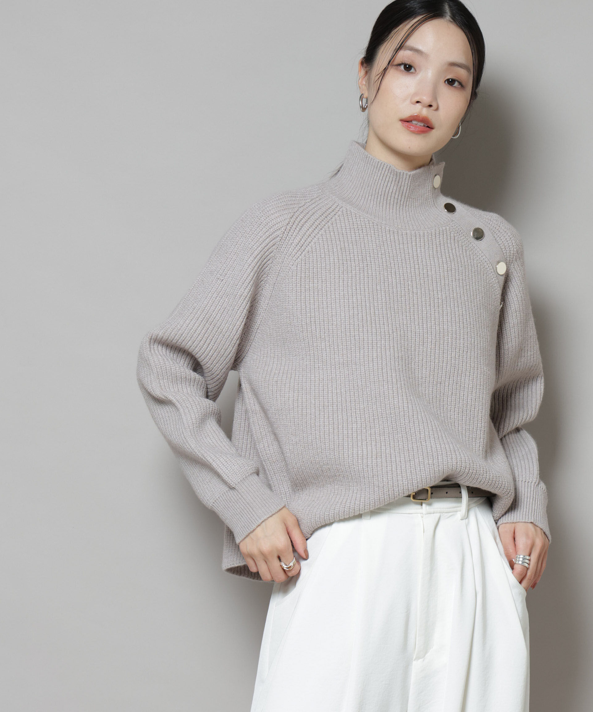 nano･universe「釦ディティールニットプルオーバー」|ニット・セーター|