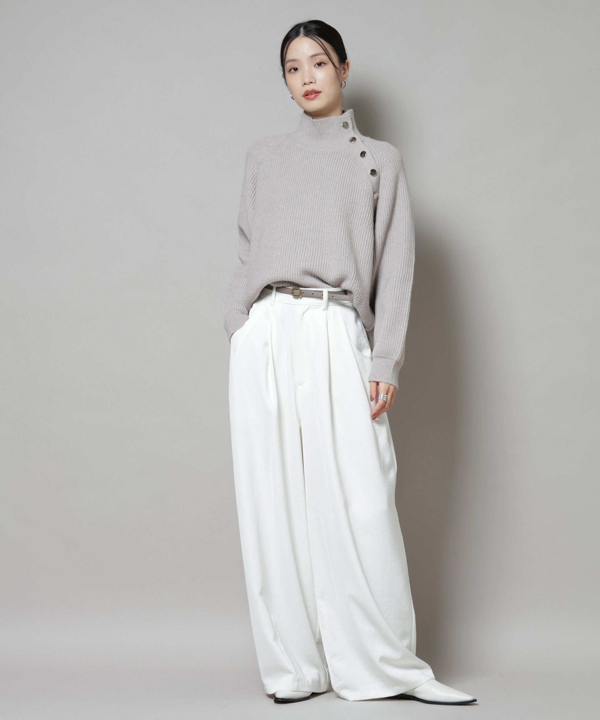 nano･universe「釦ディティールニットプルオーバー」|ニット・セーター|