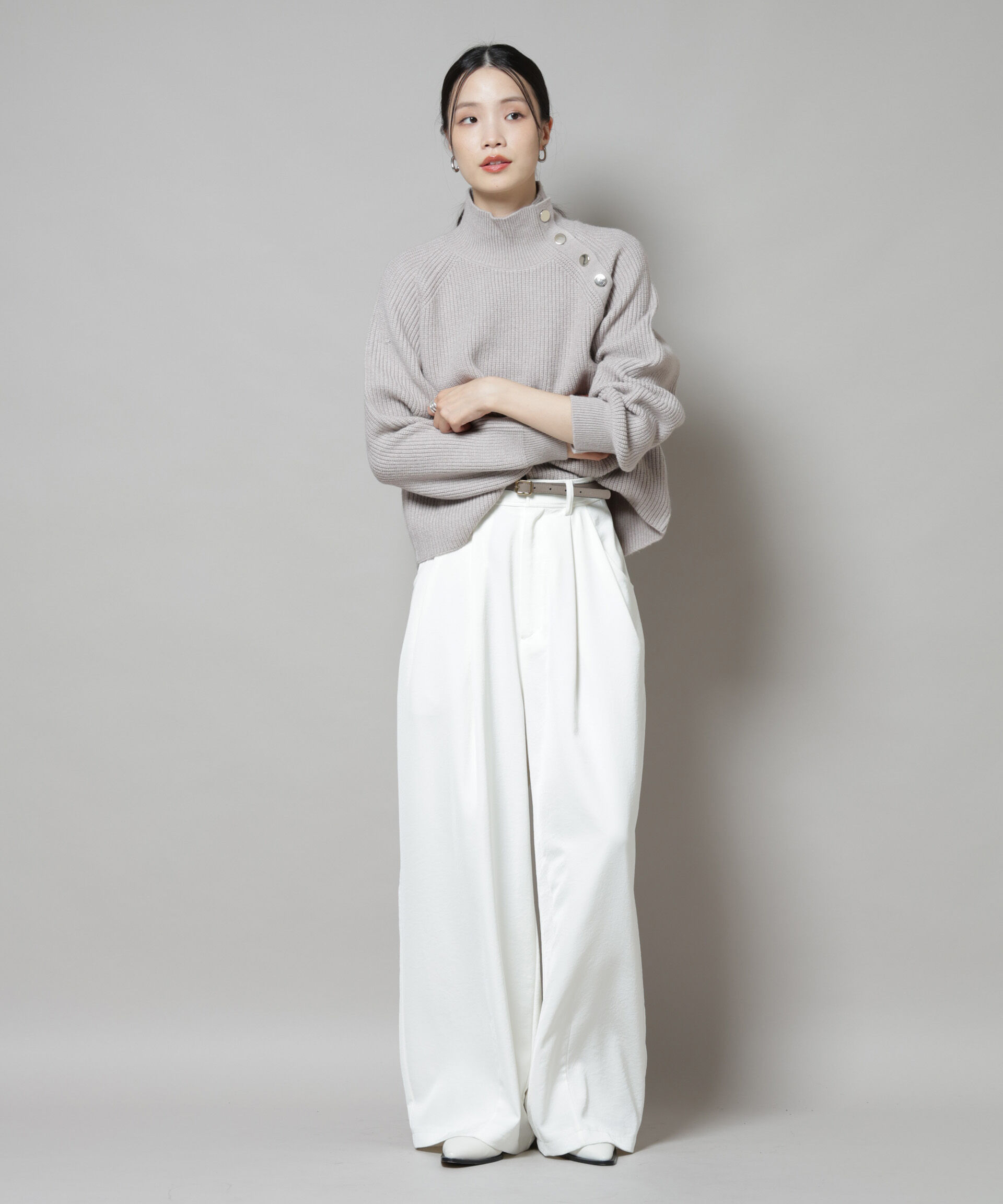 nano･universe「釦ディティールニットプルオーバー」|ニット・セーター|