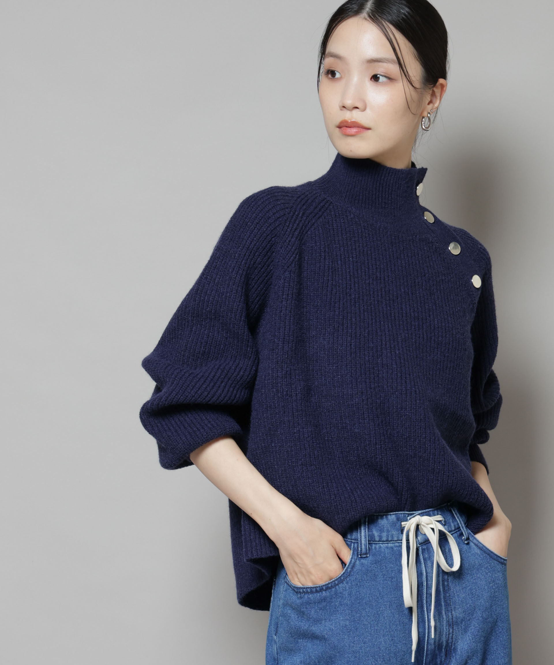 nano･universe「釦ディティールニットプルオーバー」|ニット・セーター|