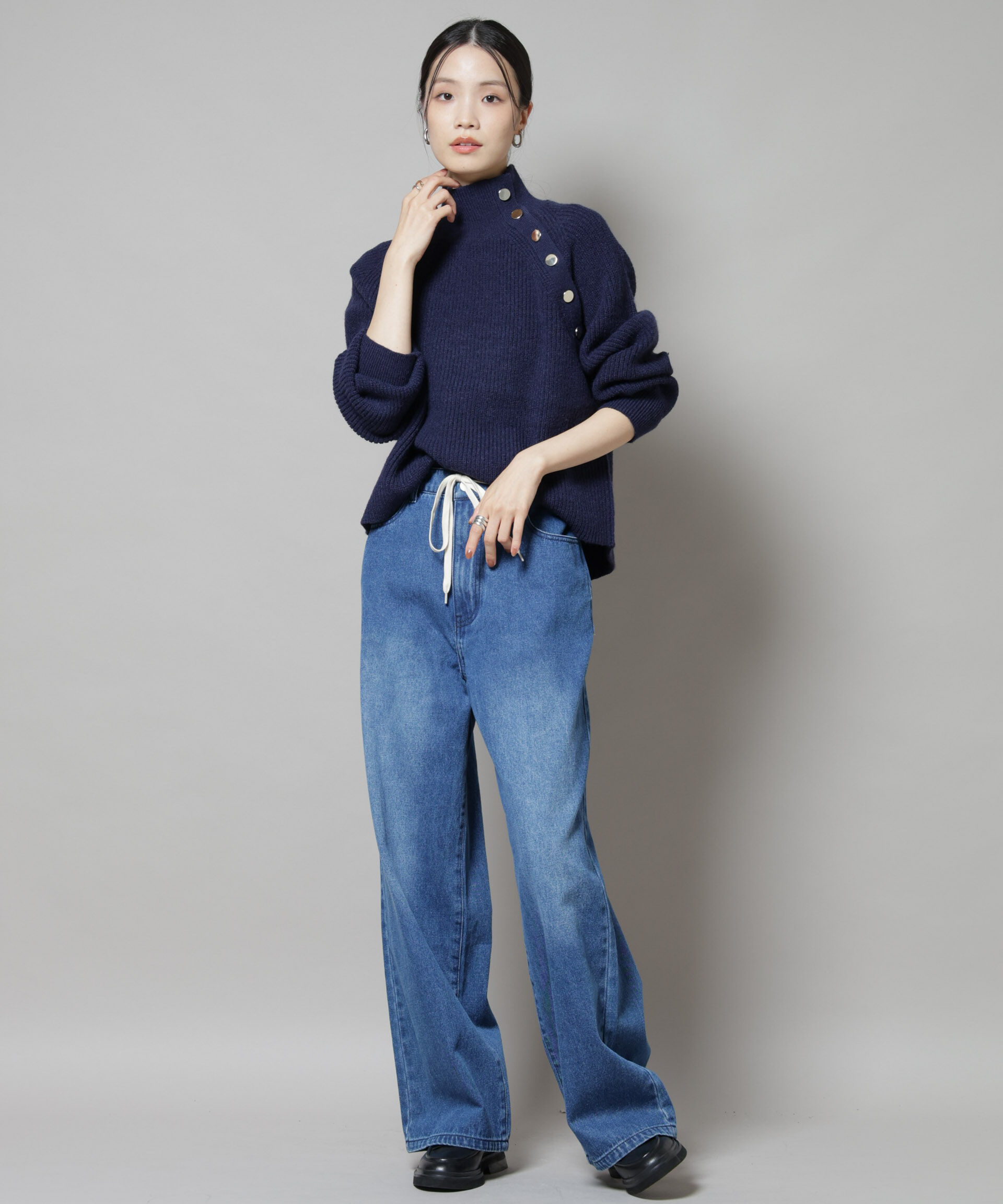 nano･universe「釦ディティールニットプルオーバー」|ニット・セーター|