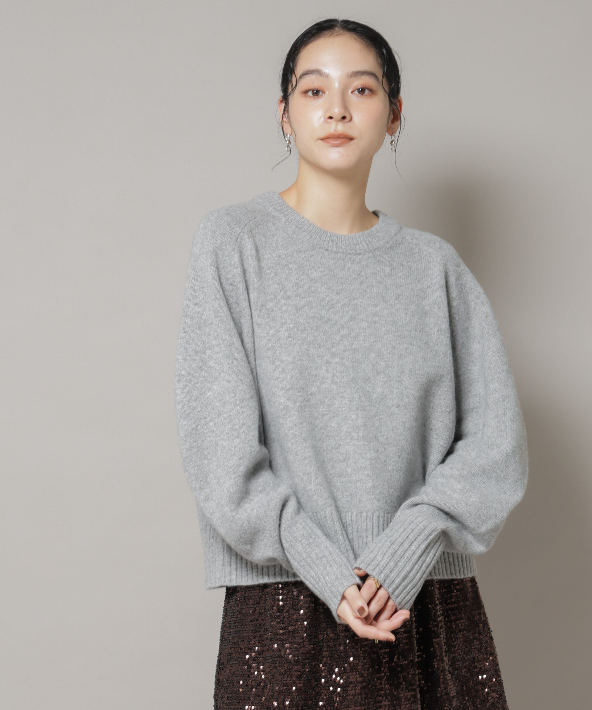 nano･universe「AQUAウールカシミヤクルーネックニットプルオーバー」|ニット・セーター|