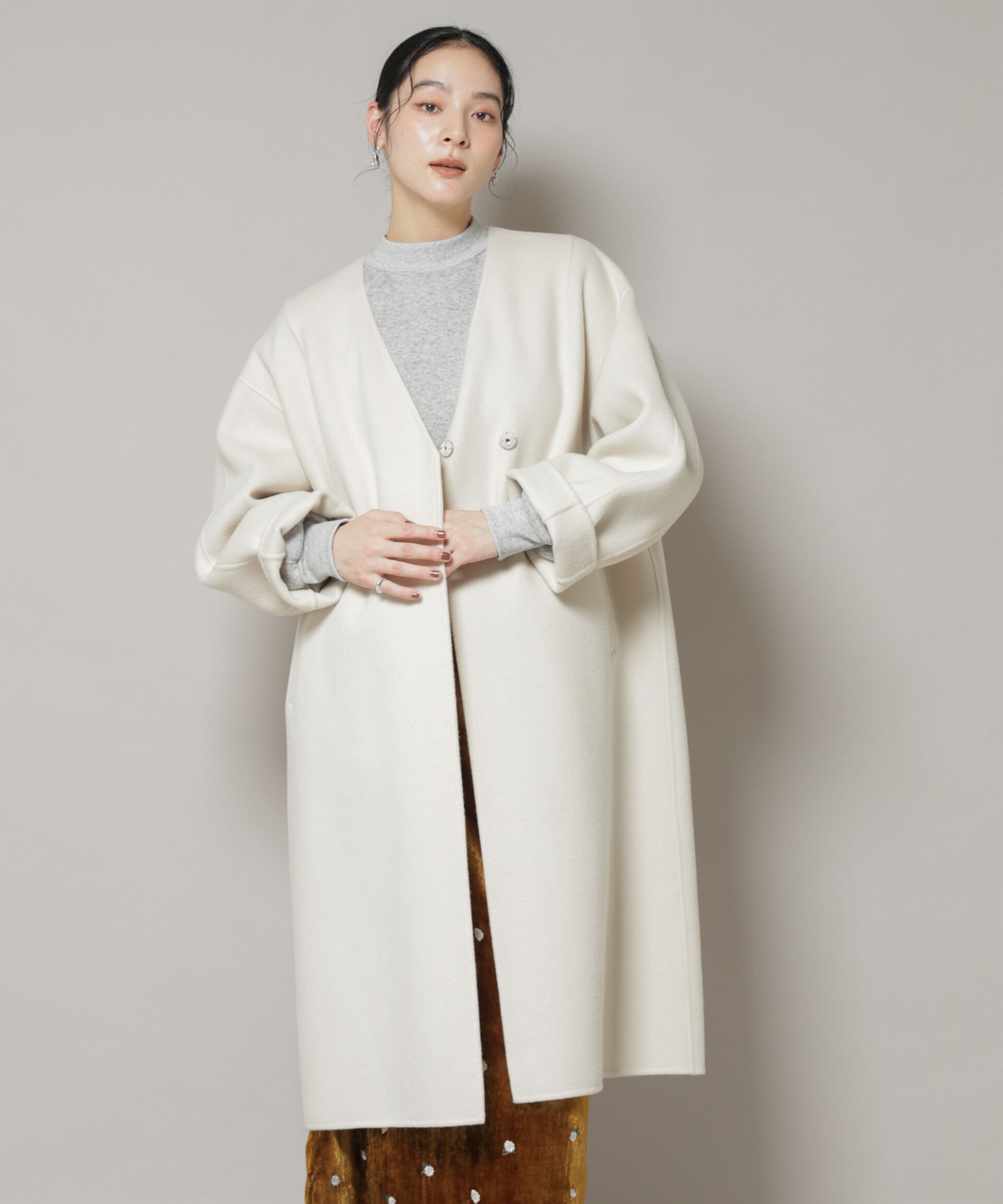 nano･universe「SUPER110blend リバーノーカラーロングコート」|その他|