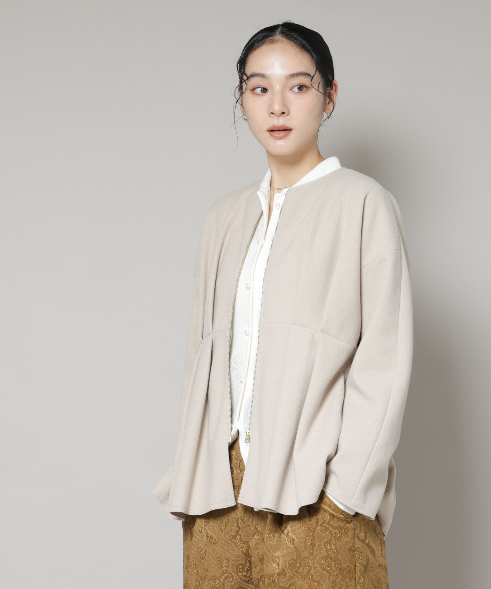 nano･universe「ニードルジャージーペプラムブルゾン」|ブルゾン・スタジャン|