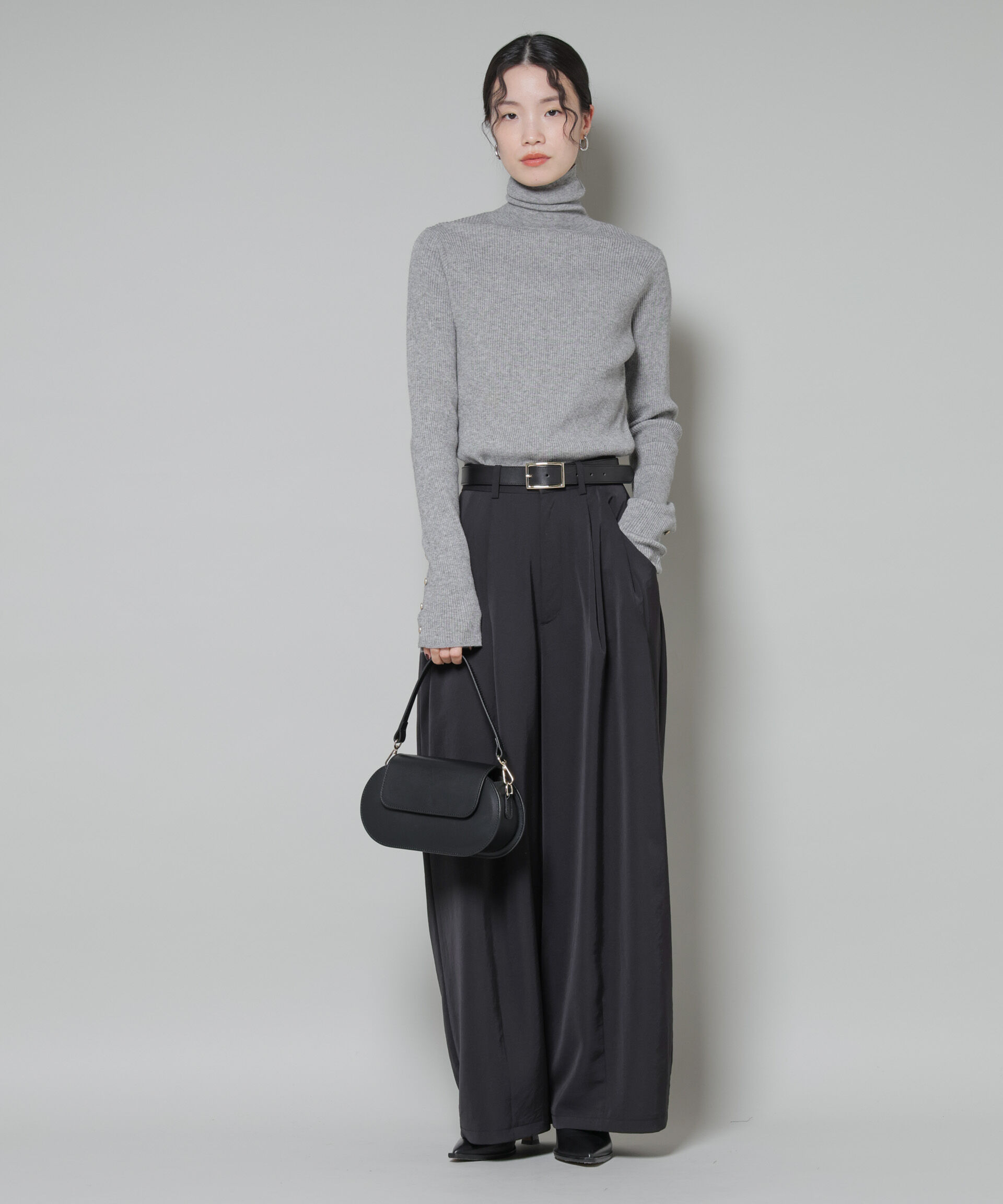 nano･universe「洗濯機洗可メタルボタンリブニット」|ニット・セーター|