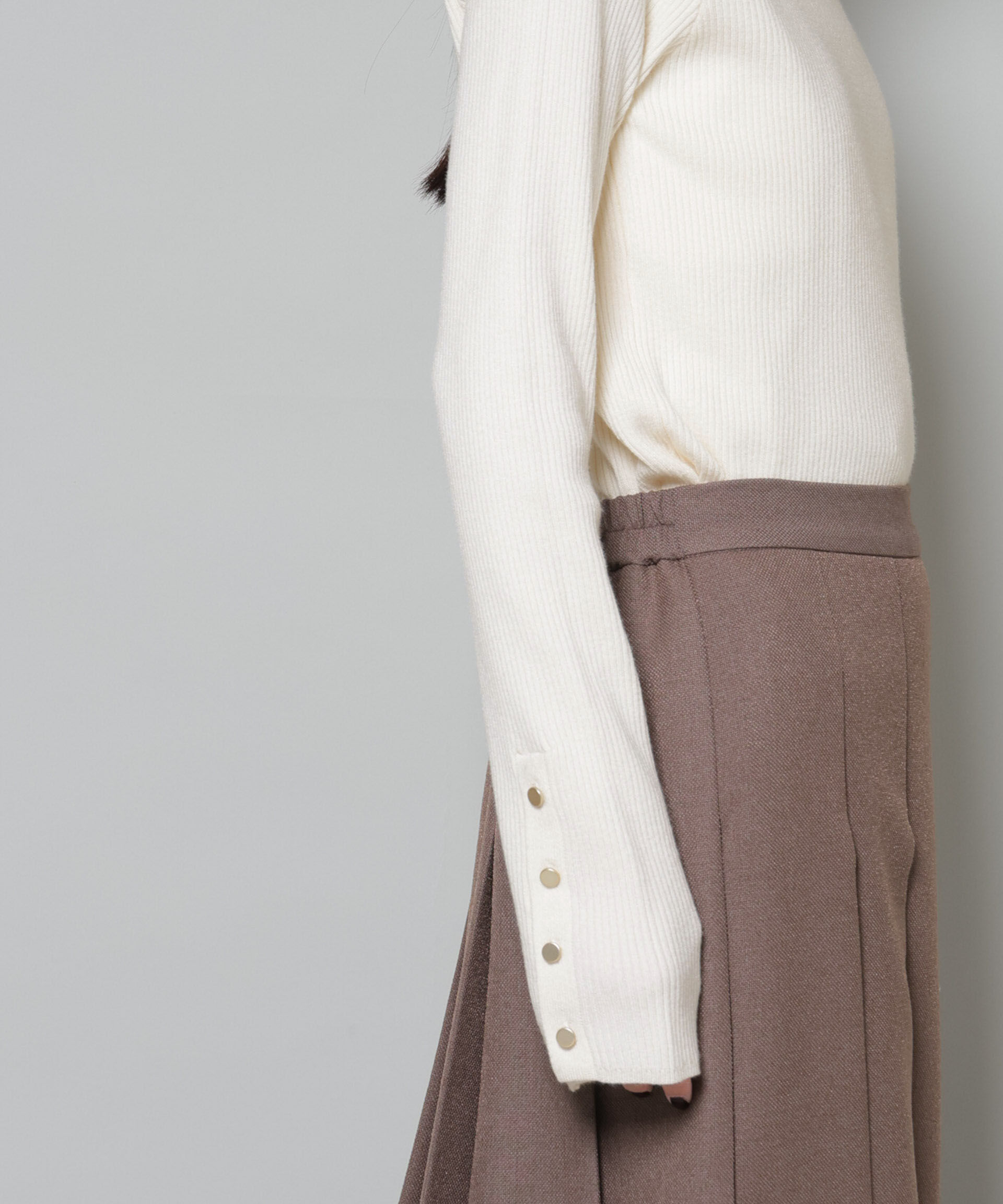 nano･universe「洗濯機洗可メタルボタンリブニット」|ニット・セーター|